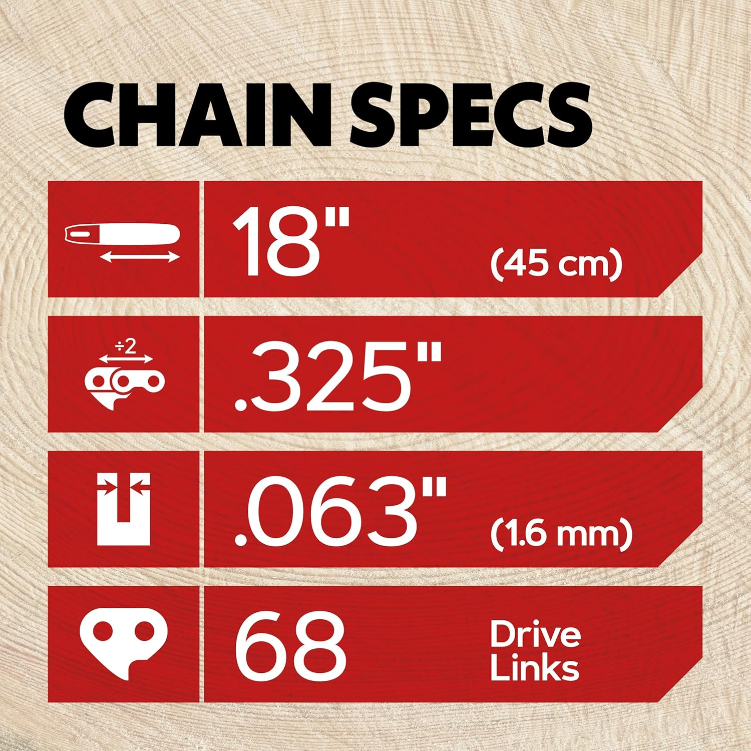 Oregon (Pack of 3) V68 Powercut Chainsaw Chain for 18-Inch Bar, 68 Drive Links, .325" Pitch, .063" Gauge, Fits Stihl (22Lpx068G),Grey image number 2