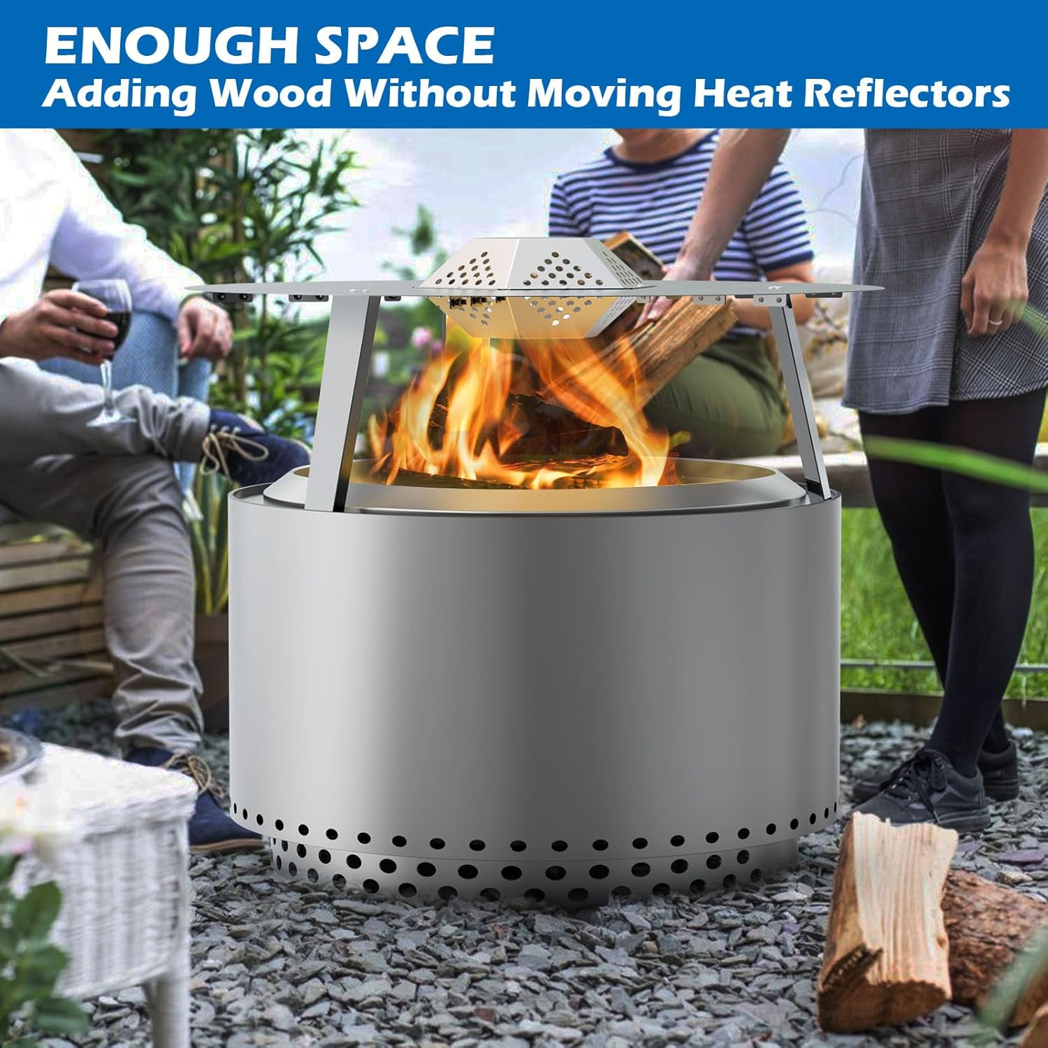 Heat Deflector for Solo Stove Yukon 27&rdquo; Stainless Steel Heat Diffuser for Solo Stove Yukon 1.0 2.0 Accessories with Carrying Handle and 3 Support Leg for 27" Other Outdoor Indoor Firepits image number 3