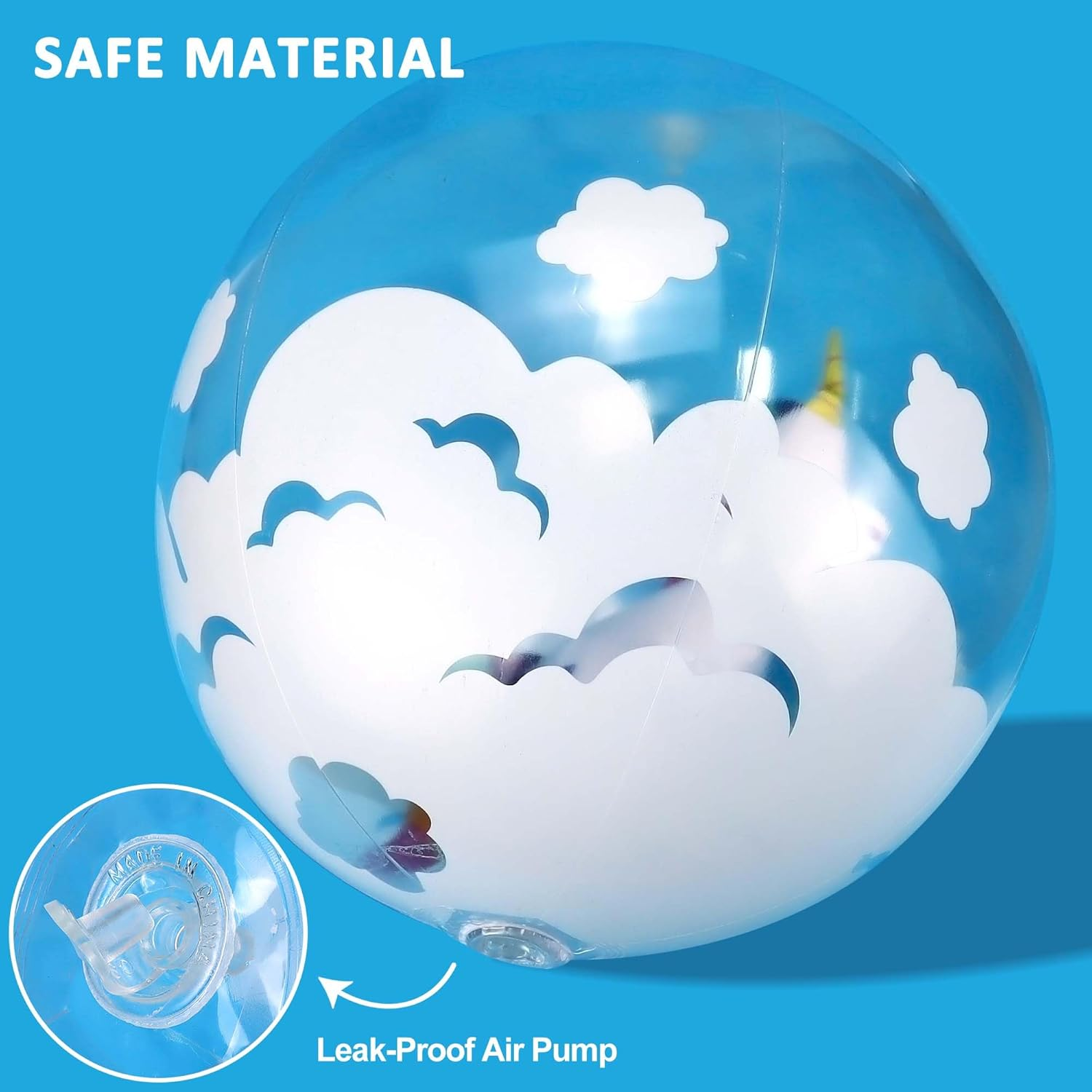 2 Pieces 12 Inch Unicorn Inflatable Beach Ball 3D Unicorn inside Design Swimming Pool Float Balls Summer Water Fun Game Ball Beach Football for Kids Adults Outdoor Activity Pool Beach Party Toys image number 6