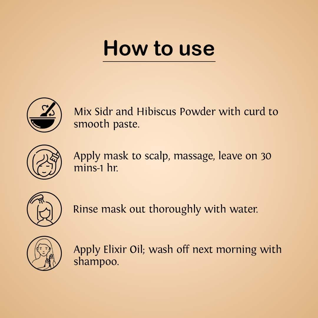 Frizzy Hair Combo by Mi Nature |Hibiscus (227G) Sidr (227G) Powder with Elixir Oil(100Ml) | for Natural Beautiful Hair | Hair Pack for Conditioning, Smooth, and Shinny, and All Types of Hair | image number 3