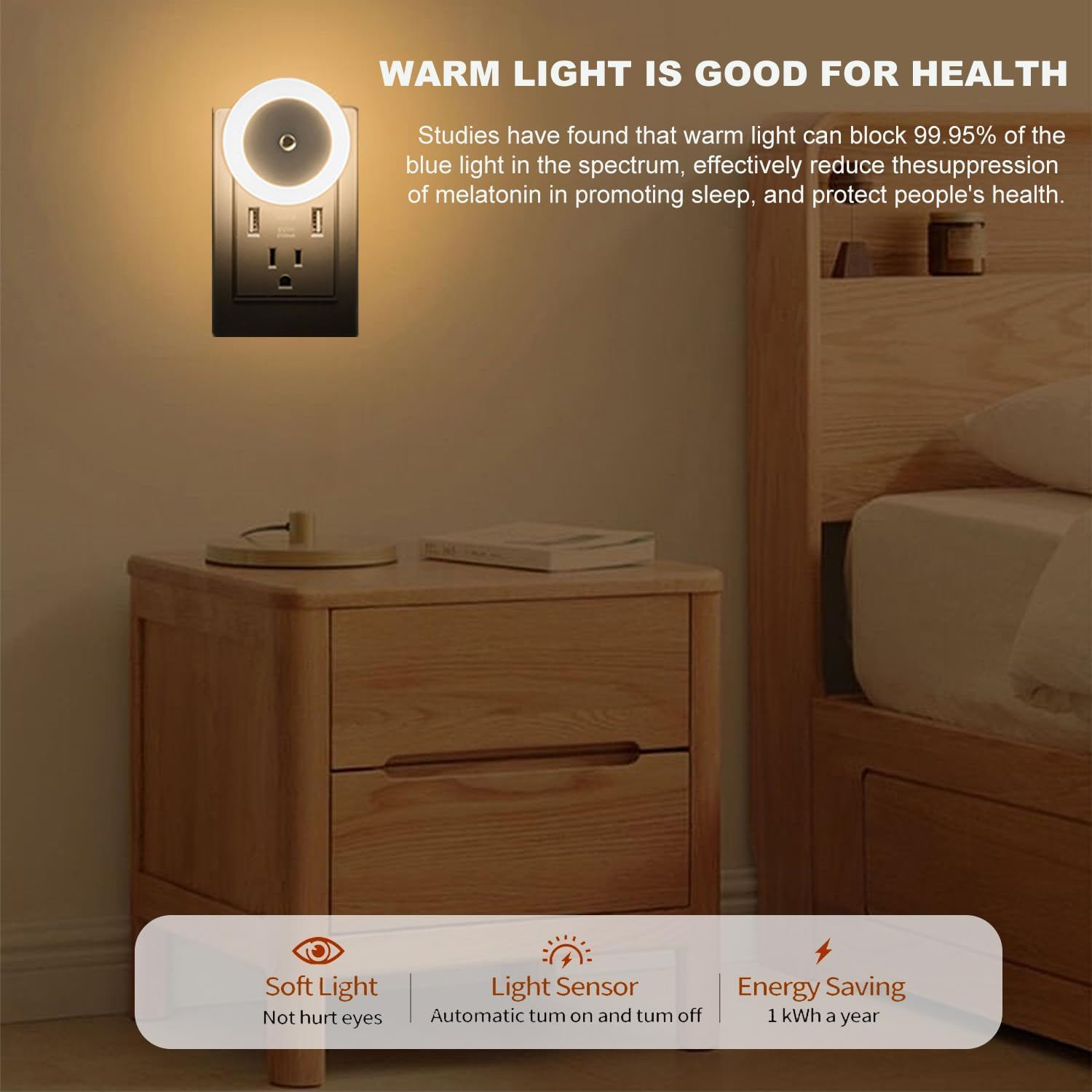GIOD LED Night Light, 6-Pack Plug in Indoor Intelligent Control Sensor Light, Plug-In Children'S Wall, Suitable for Bedrooms, Kitchens, Bathrooms, and Stairs, Dusk to Dawn Sensor image number 2