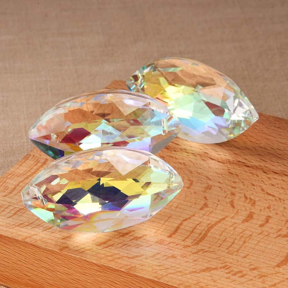 Loveunited 10Pcs Crystal Pendants 1.5"/38Mm AB Oval Suncatcher - Hanging Crystals Prisms for Windows, Fengshui, Hanging Ornament for Decoration, Chandelier Crystals Replacement image number 6