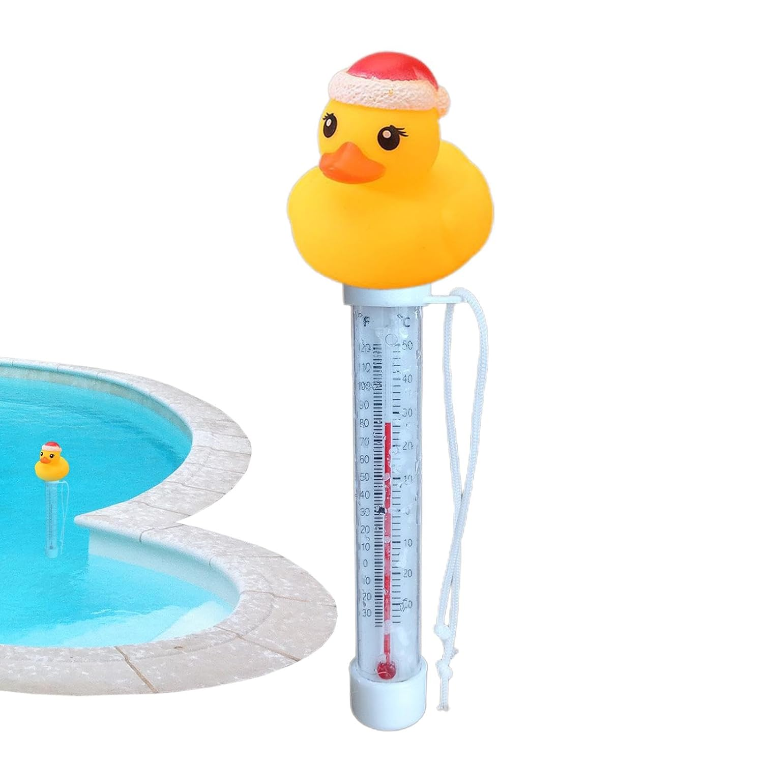 Pool Thermometer - Water Temp Gauge, Floating Pool Temperature Meter | Water Temperature Tester Tool, Easy Read Duck Water Temperature Gauge, Floating Duck Water Temperature Gauge for Hot Tub,Spa - Necklace Duck image number 7