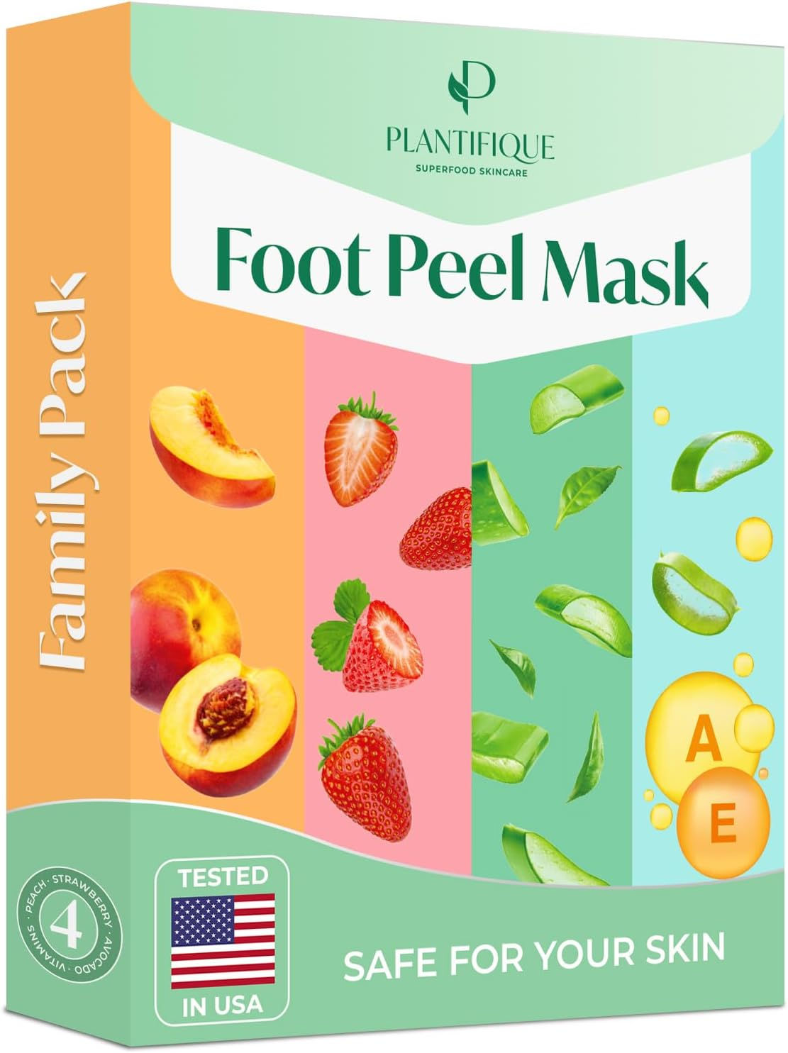 PLANTIFIQUE Foot Peeling Mask 4 Pack | Dermatologically Tested Repairs Heels & Removes Dry Dead Skin for Baby Soft Feet | Exfoliating Foot Peel Mask for Dry Cracked Feet