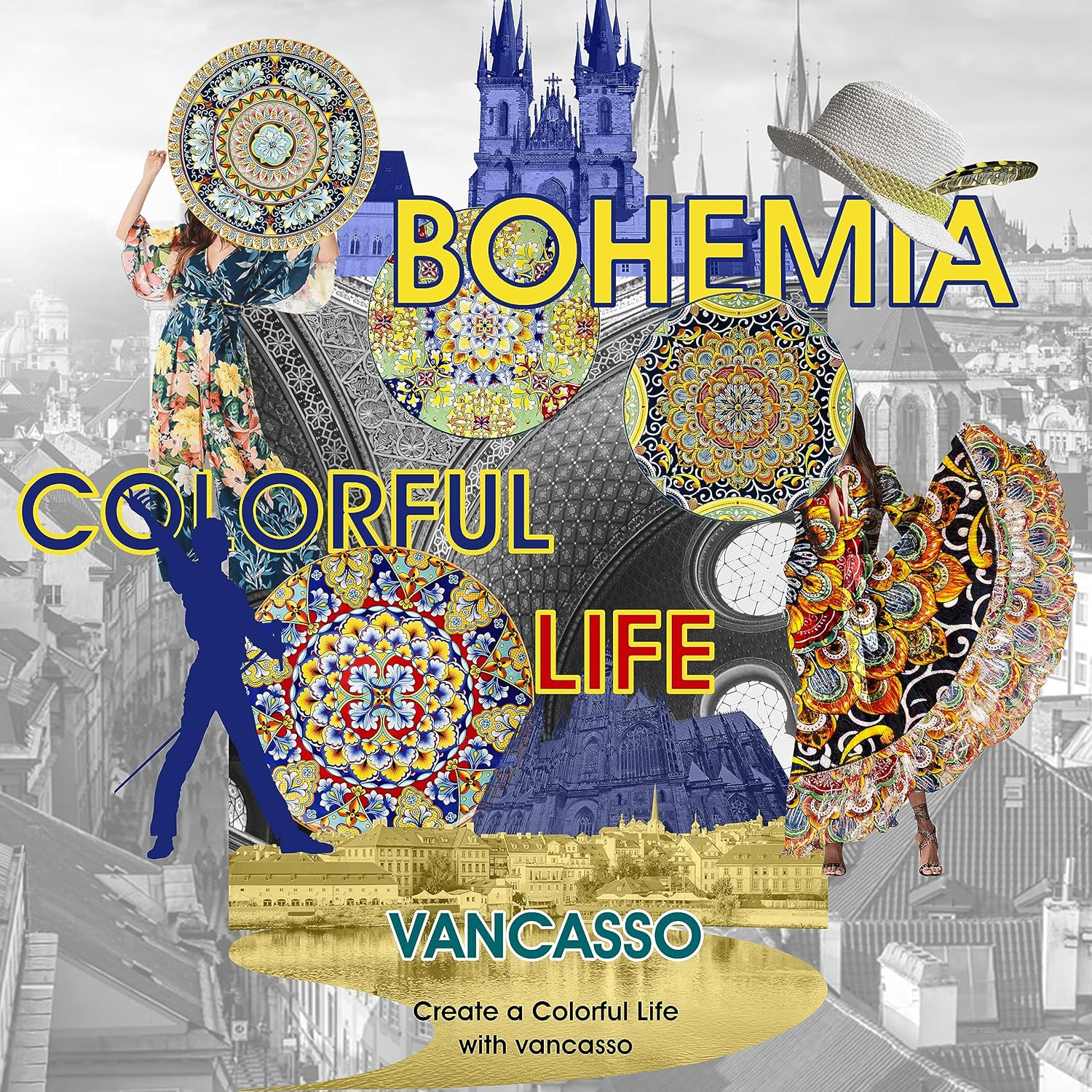 Vancasso Pasta Bowl Set, Ceramic Salad Bowls of 6, 32 Oz Large Corlorful Serving Bowls for Kitchen, Dishwasher & Microwave Safe Soup Bowls, Pasta Plates image number 6