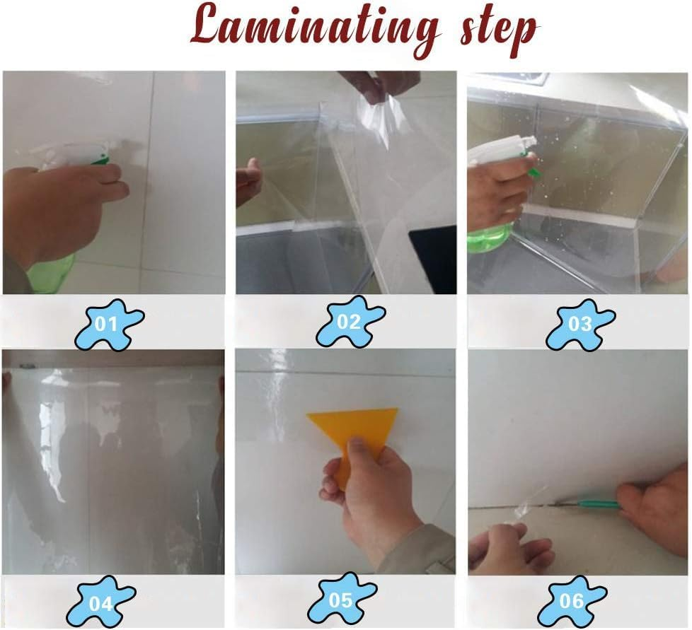 4 Pack Clear Oil-Proof Kitchen Backsplash Protector, Aterproof Heat-Resistant Self-Adhesive Wall Sticker for Countertop, Stove, Cabinet, Peel & Stick Splash Guard Vinyl Film (27.6X17.7 Inch) image number 6