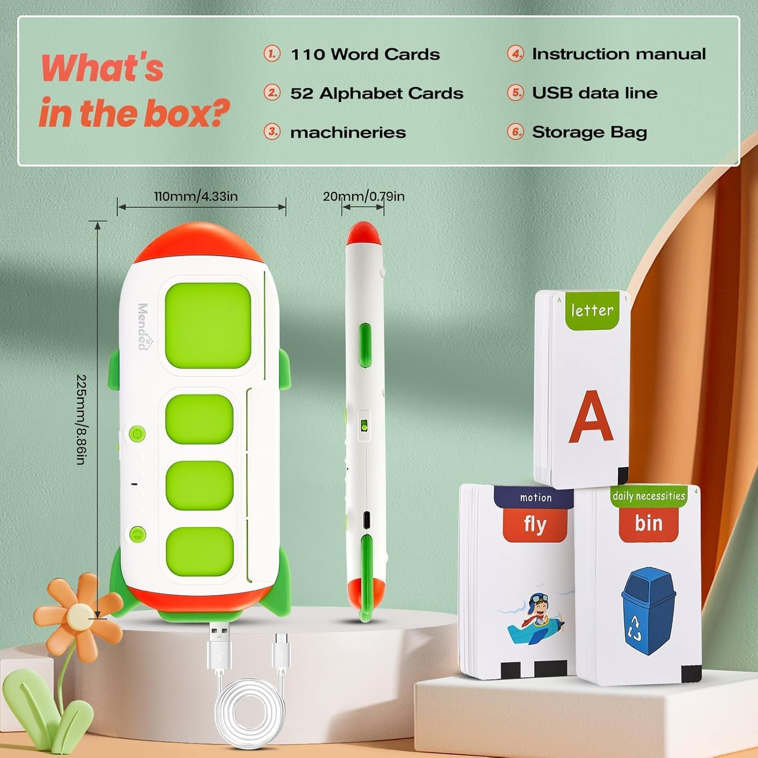 Alphabet Talking Flash Cards for Kids 3+ Years Old, Spelling Games, Teach Kids ABC Letters & Words image number 1