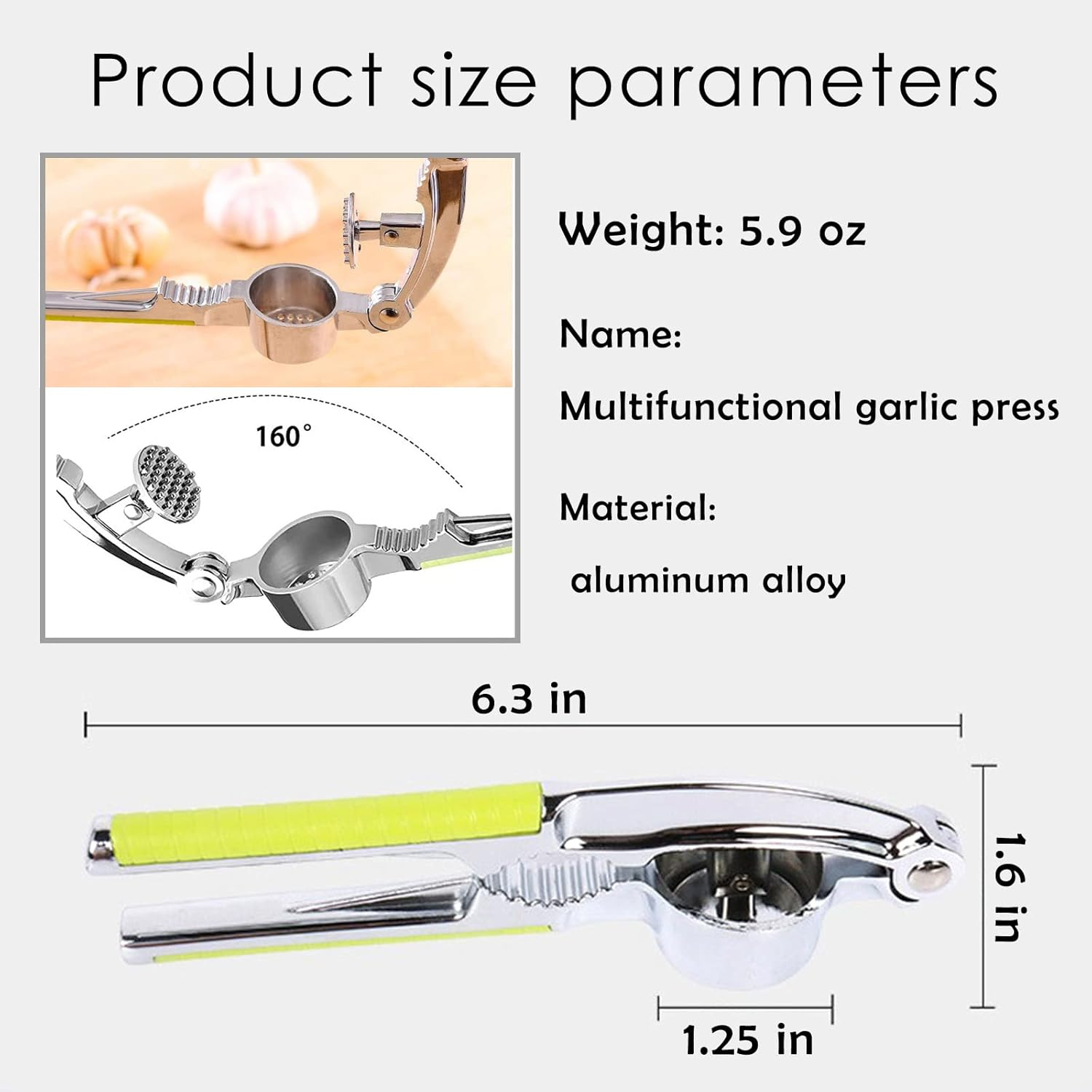 Garlic Press Garlic Cutter Garlic Garlic Press Crusher Ginger Press Premium Stainless Steel Rocker Kitchen Gadget, with Nutcracker 2 in 1 image number 6