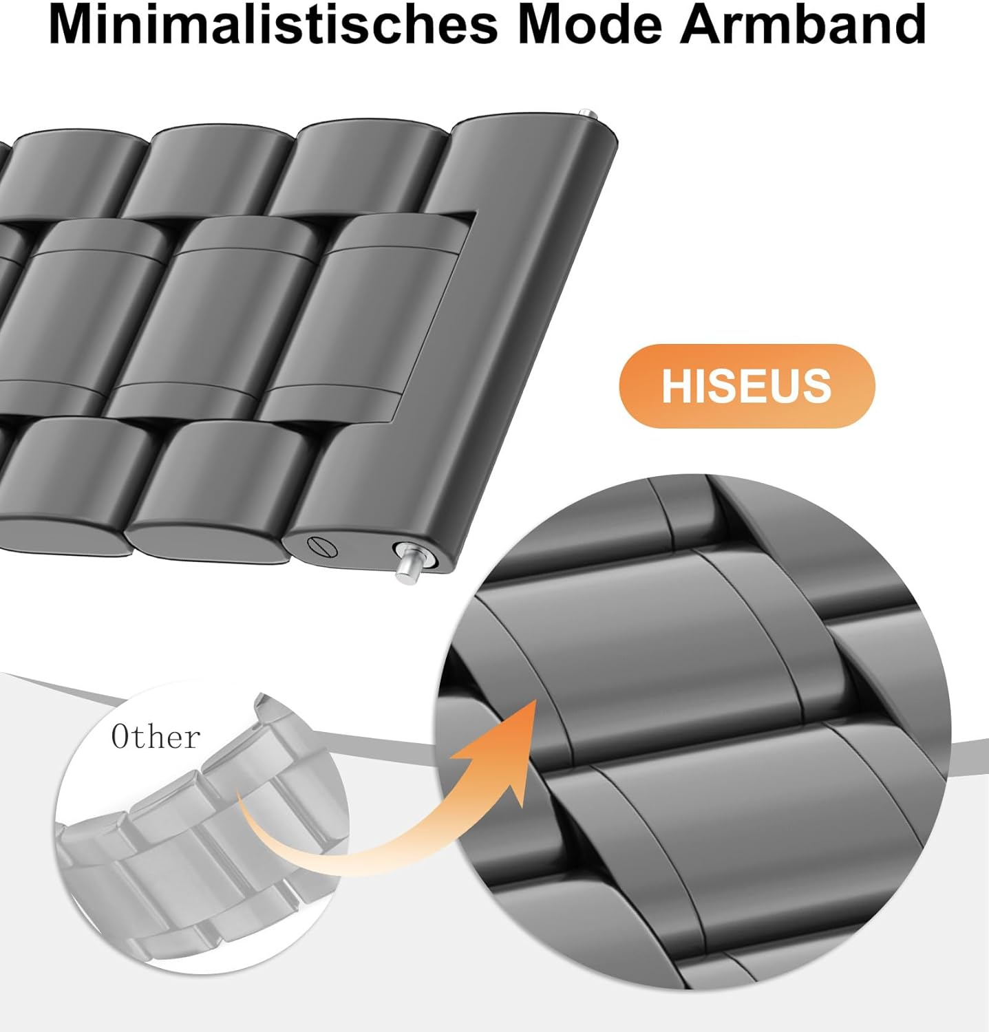 Hiseus Bracelet Compatible with Garmin Vivomove Sport Style Trend, Chic Metal Replacement Strap for Men and Women