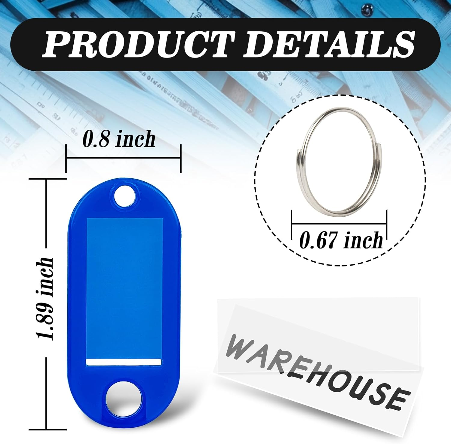 Sukh 60 Pcs Key Ring Tags - Key Tags Plastic 10 Assorted Colours,Identifiers,Name and Labels,Adapt to USB Drive,Pets,Bags Split Ring Window Lucky Line Flexible Colored image number 2