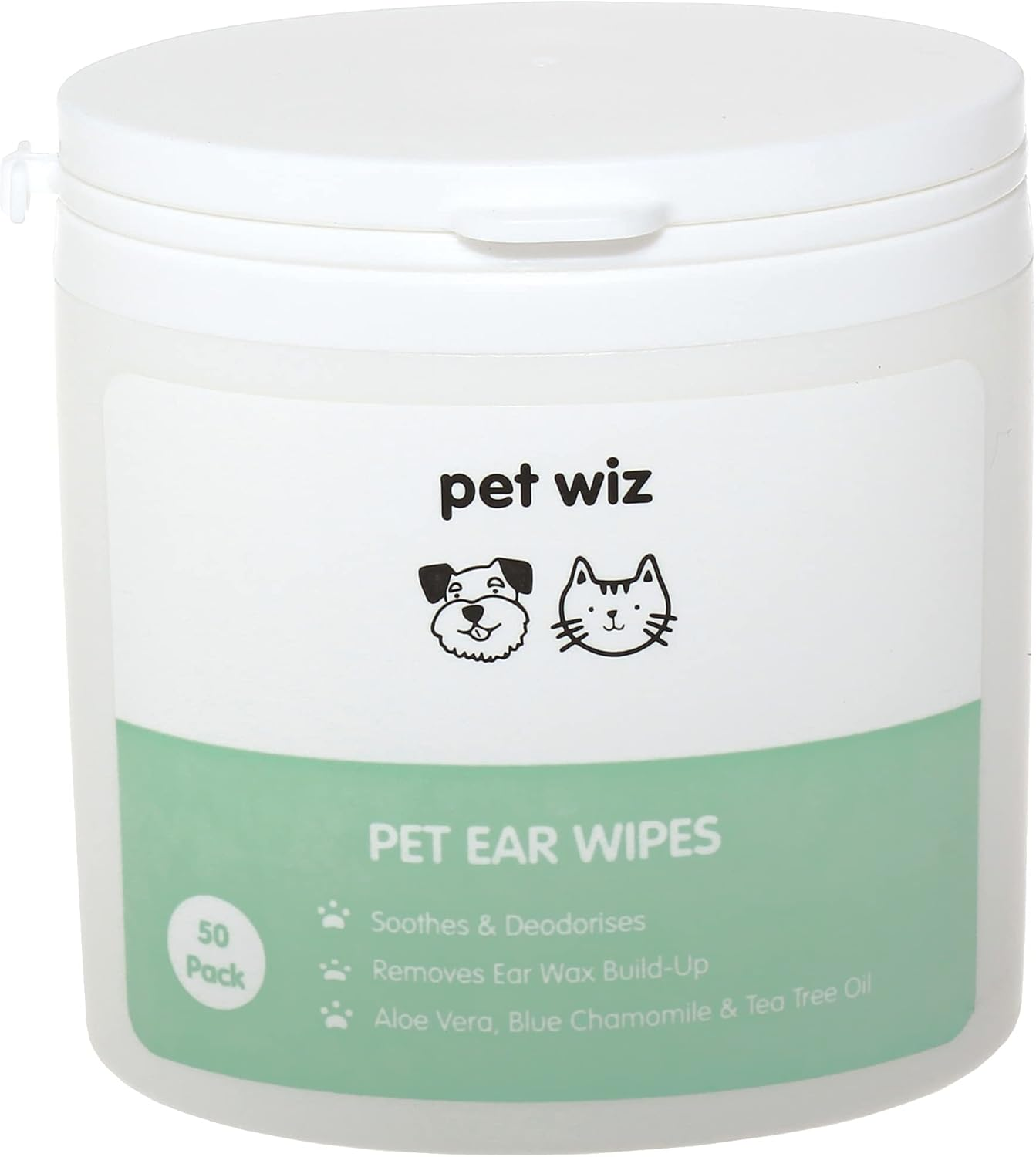 Pet Wiz Ear Wipes for Dogs & Cats. Clean, Soothe & Deodorise with Natural Active Ingredients Aloe Vera, Witch Hazel, Tea Tree Oil and Blue Chamomile Extract. image number 5