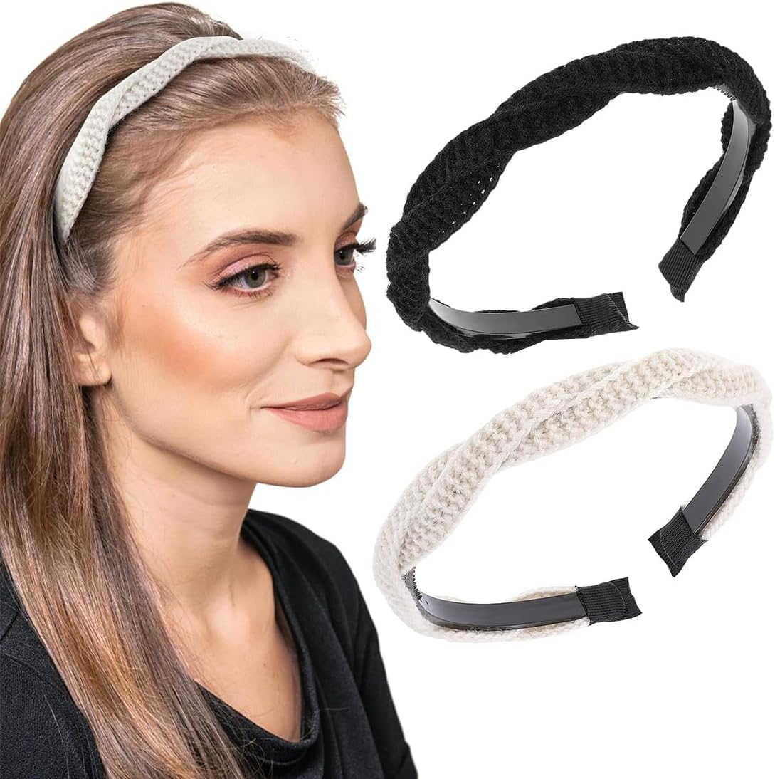 UEAVOID Pack of 2 Women'S Braided Headbands with Teeth Vintage Fashion Hair Accessories for Women Girls (2 Colours) image number 3