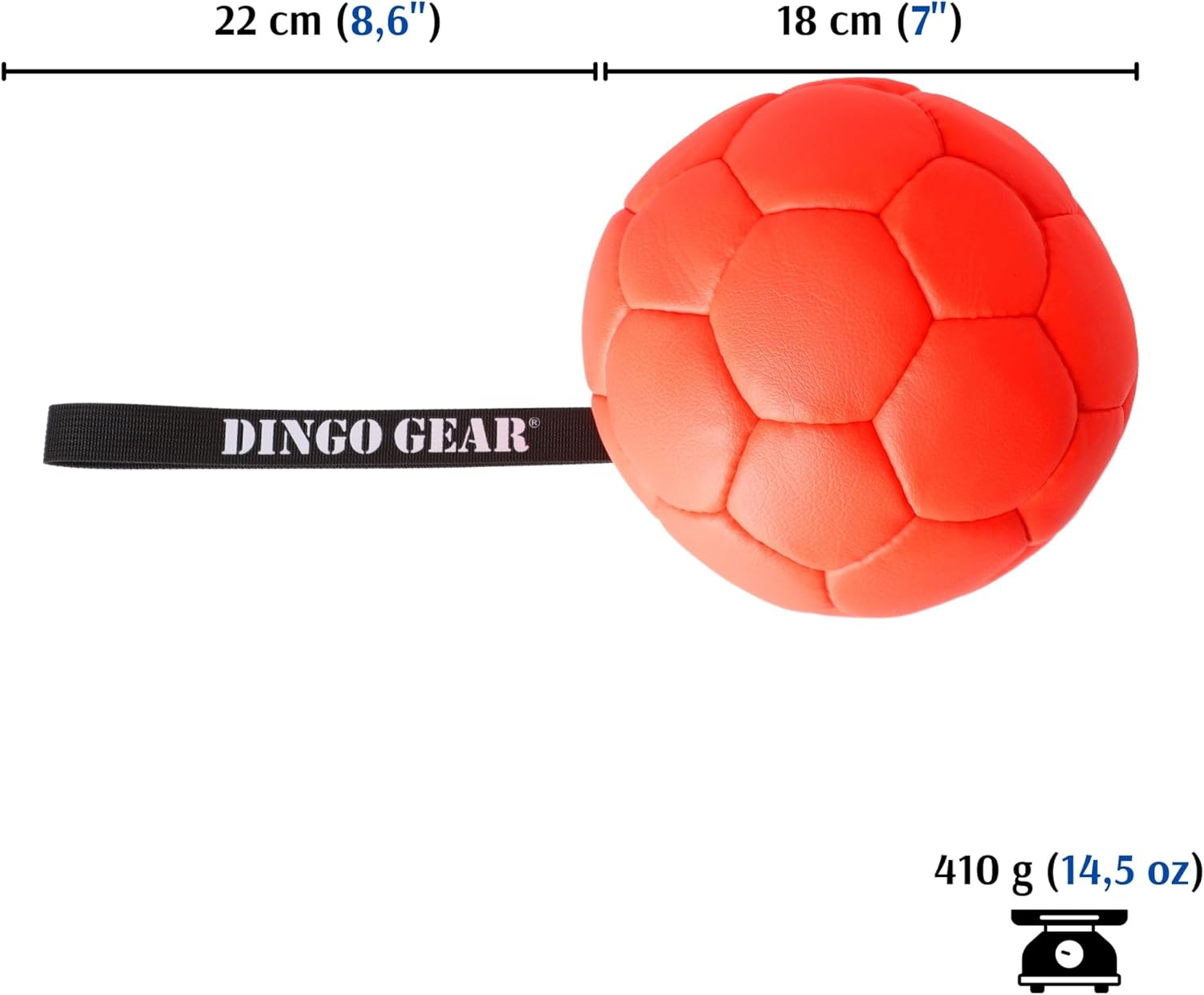 Dingo Gear Ball with Loop Filled Full Ball Made of Eco Leather Diameter of 18 Cm Dog Toy Training Ball Dog Training Fun for Dogs Orange S02698 image number 4