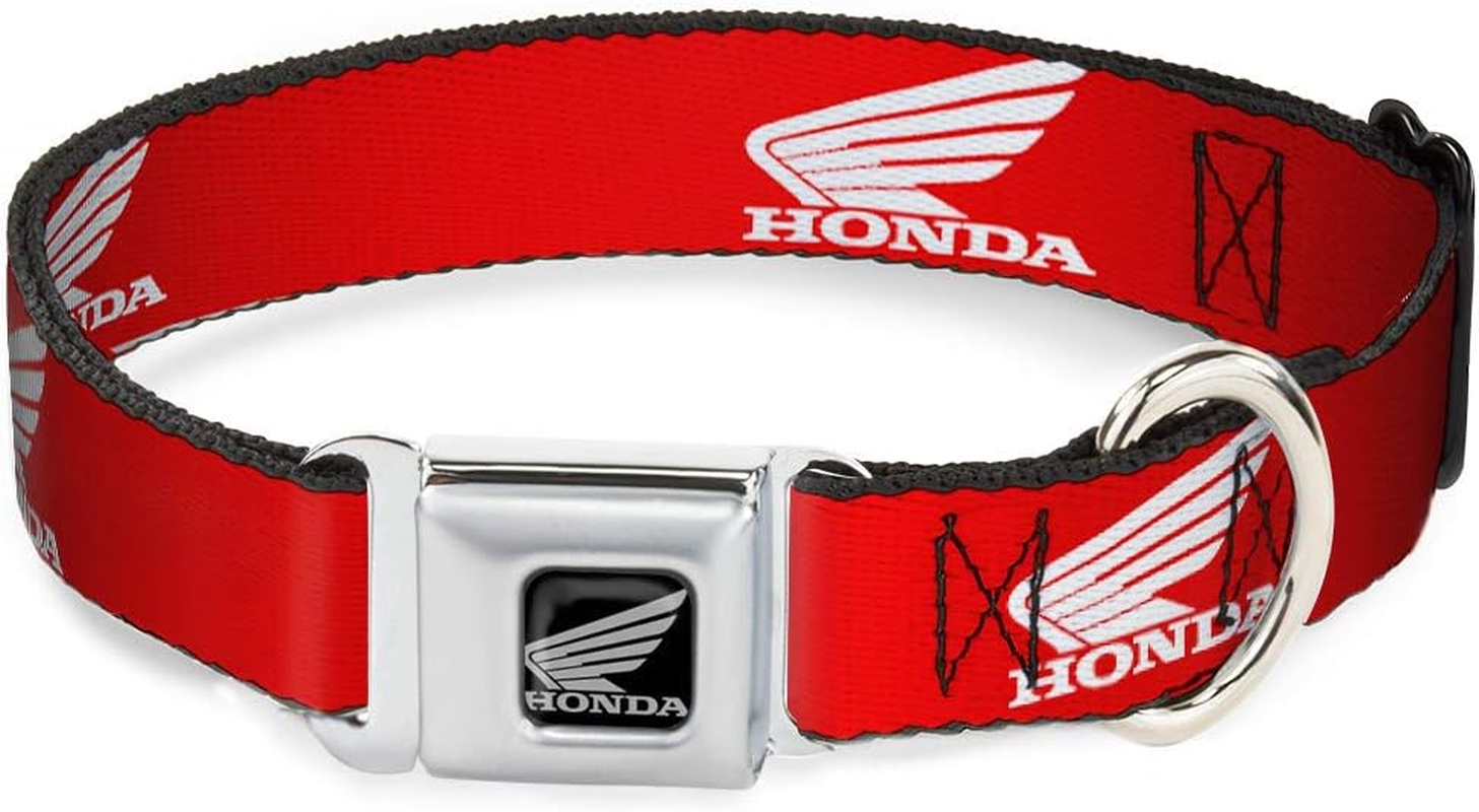 Dog Collar Seatbelt Buckle Honda Motorcycle Logo Red White 16 to 23 Inches 1.5 Inch Wide image number 2