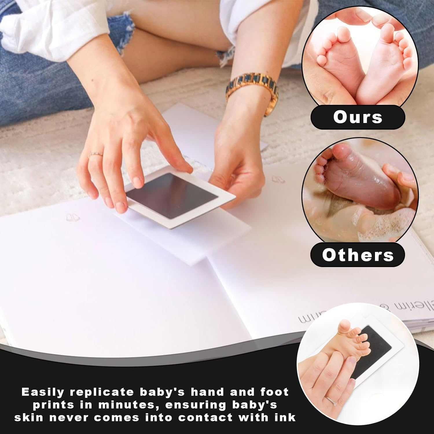 8 Pieces Baby Handprint and Footprint, Baby Imprint Set for Newborns, for Handprint, Footprint & Paw Print, Baby Footprint Set, Cat, Baby Footprint Set, for Newborns image number 2