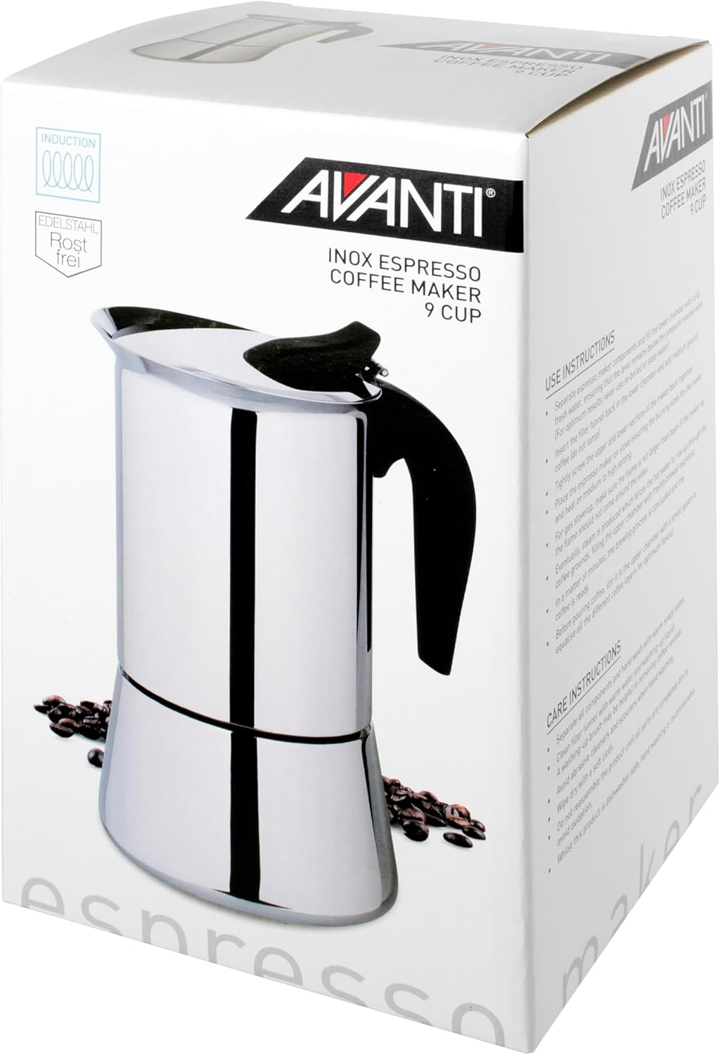 Avanti INOX Espresso Stainless Steel Stovetop Coffee Maker, 450Ml / 9 Cup image number 1