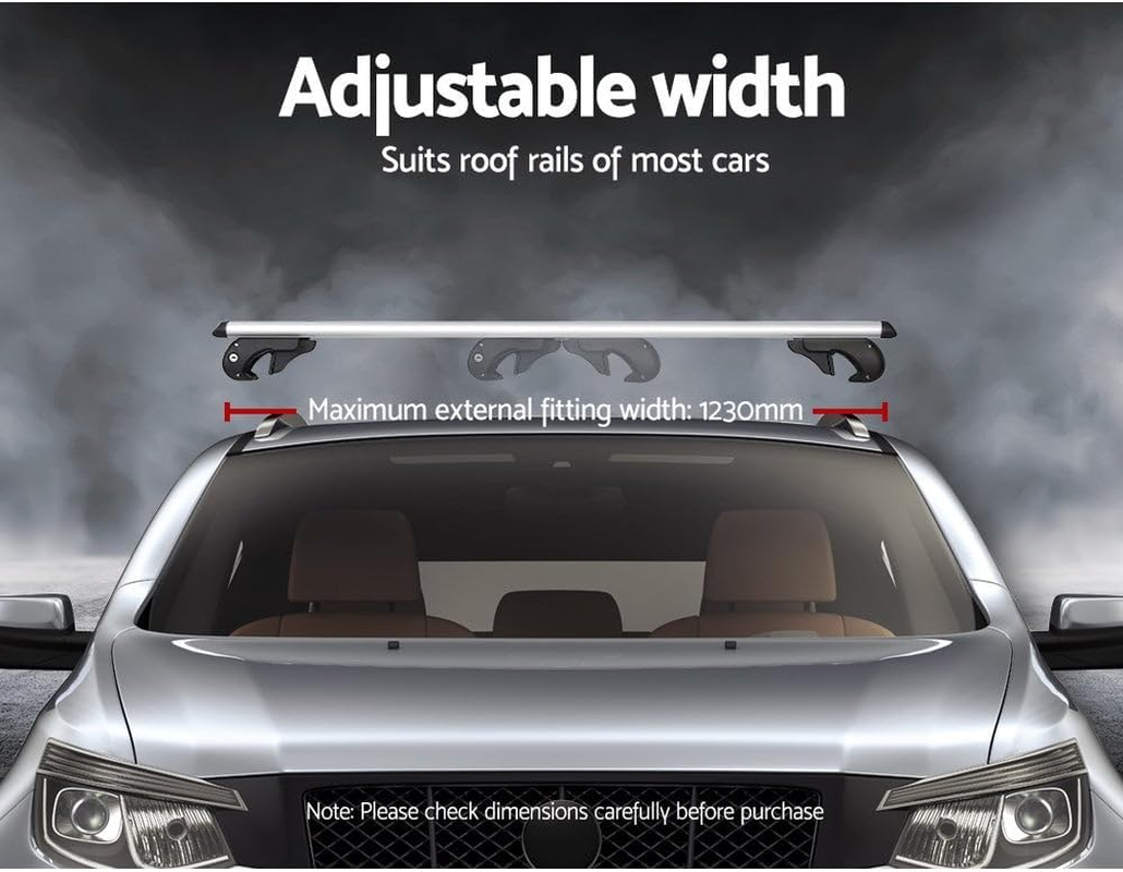 Giantz Car Roof Rack, 123Cm Length Universal Roofs Racks Pod Box Storage Basket Container Cross Bars Cars Accessories Transporting Storages, Adjustable Clamps 90Kg Aluminium Silver image number 1