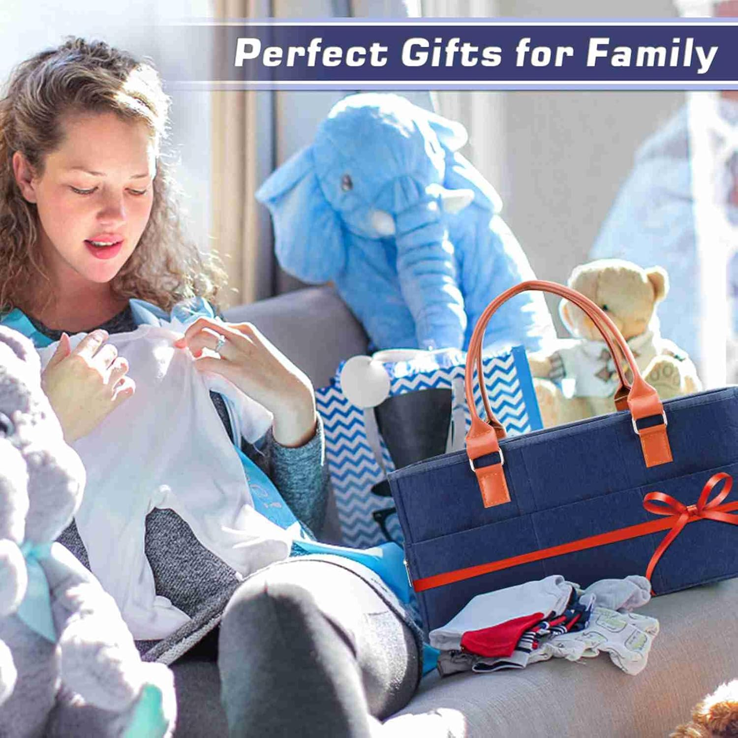 Joyzan Baby Diaper Caddy, Multiple Compartments Organizer Holder Nursery Storage Bin Basket with Handle Car Portable Changing Table Shower Gift Newborn Essentials Indoor Outdoor image number 6