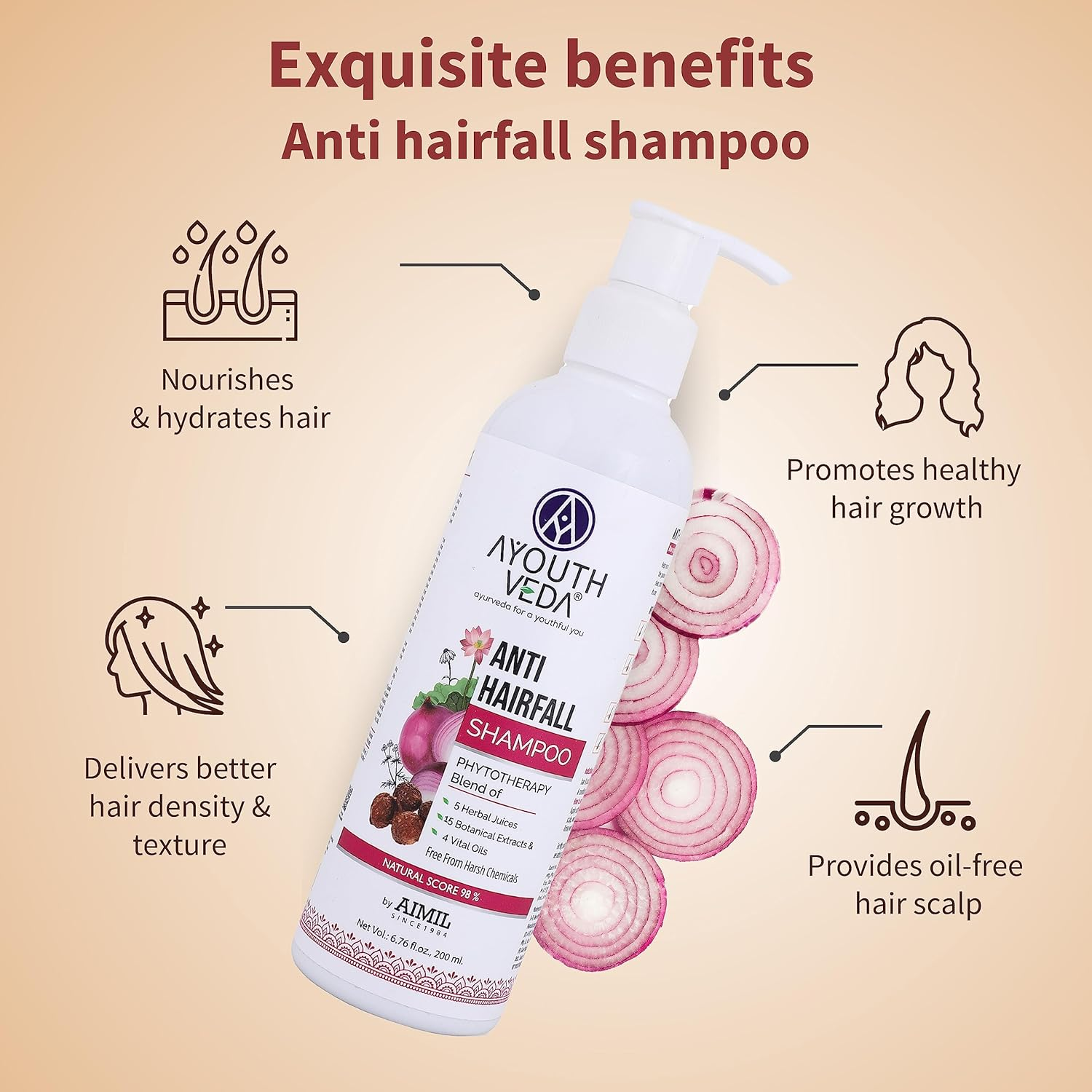 Ayouthveda Anti-Hairfall Shampoo & Protein Hair Oil Combo Pack for Healthy Hair Growth & Deep Nourishment | Fights Dandruff Control Hair Breakage & Hair Fall | Blend of Essential Oil & Herbal Extracts image number 3