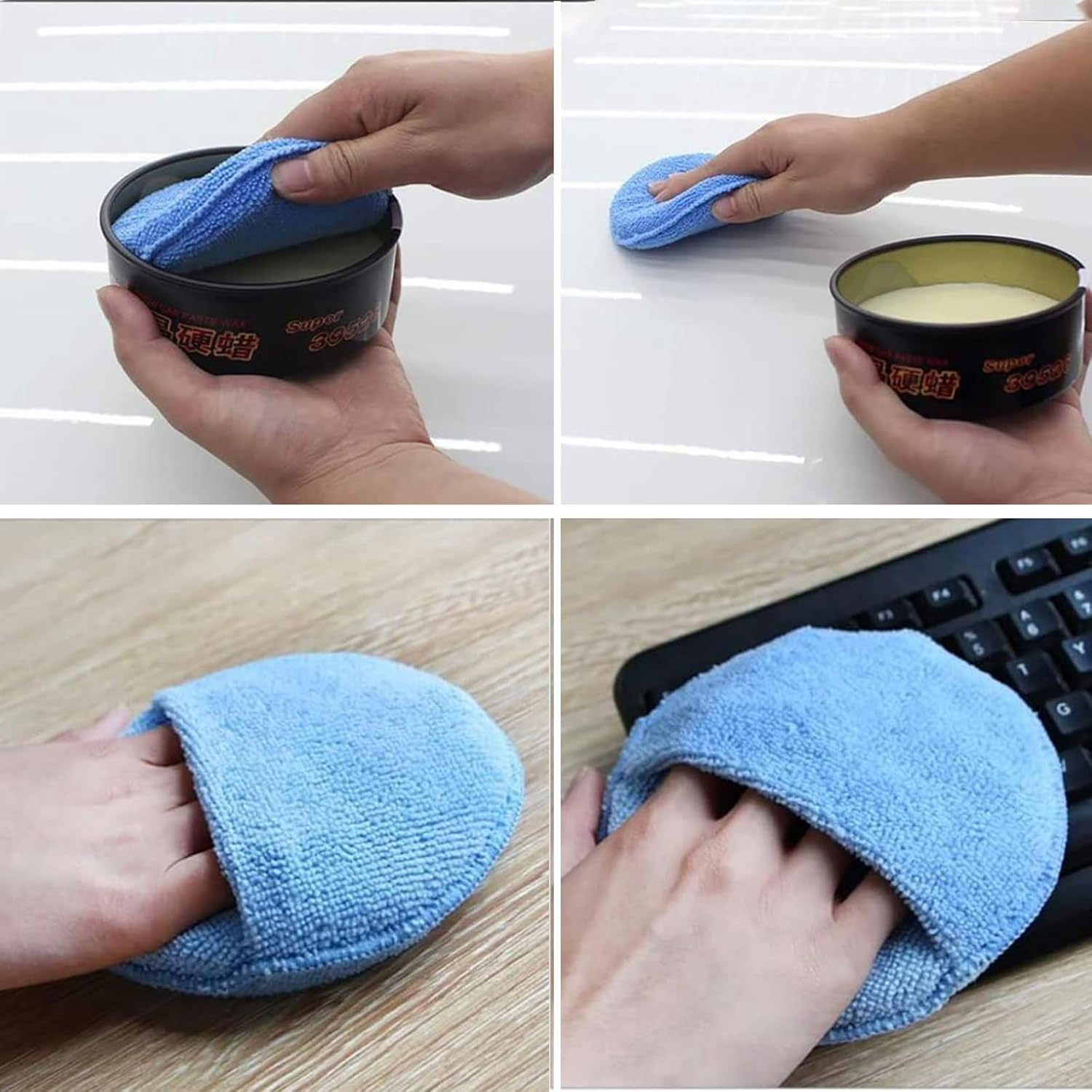 Microfiber Wax Applicator Pads with Finger Pocket, Ultra Soft Foam Sponge for Car Waxing, Buffing, Polishing & Cleaning, Blue，5 Inch, 10 Pack image number 5