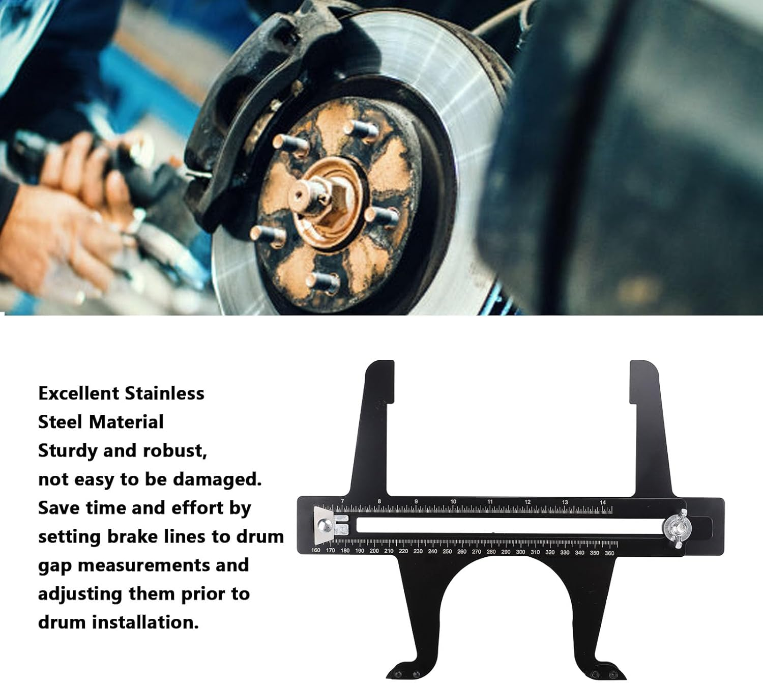 Tnfeeon Brake Resetting Gauges, Dual Scale Brake Drum Measuring Reset Tool, 6.5 to 14.25In Combination Reset Meter for Measuring and Adjusting image number 6