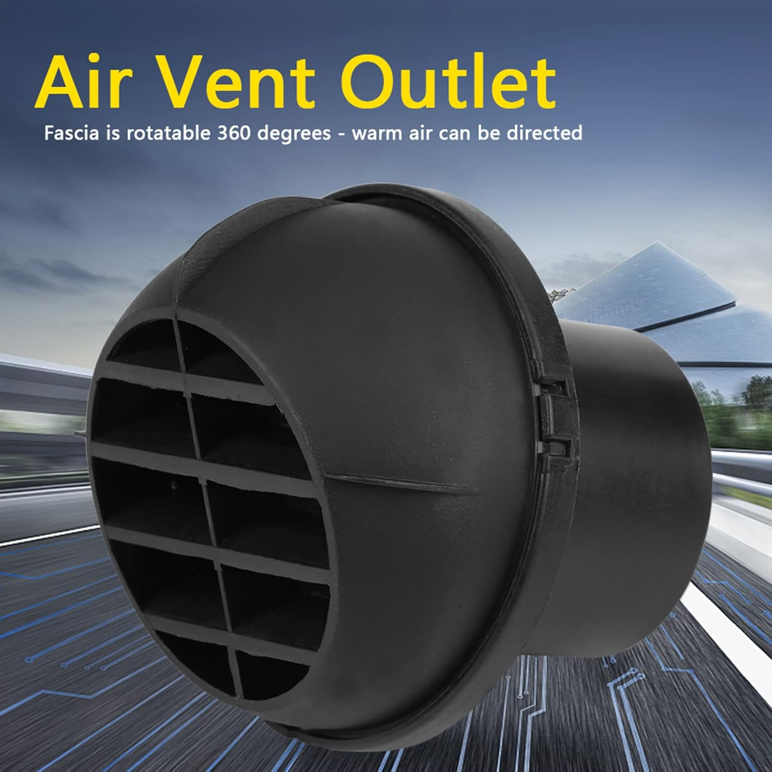 Air Vent Outlet 60Mm Warm, 360 Degrees Plastic Rotatable Warm Air Outlet Car Universal Black Heater Air Conditioner Steering Head Round image number 3