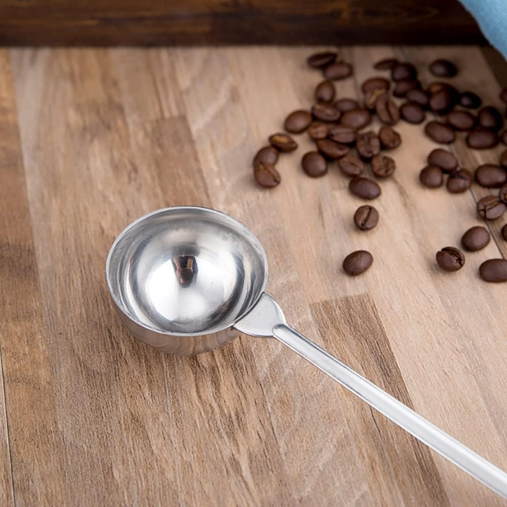 ANCLLO 10G Espresso Coffee Measuring Spoon Stainless Steel Coffee Scoop for Ground Coffee Tea Salt with Pressed Bottom image number 4