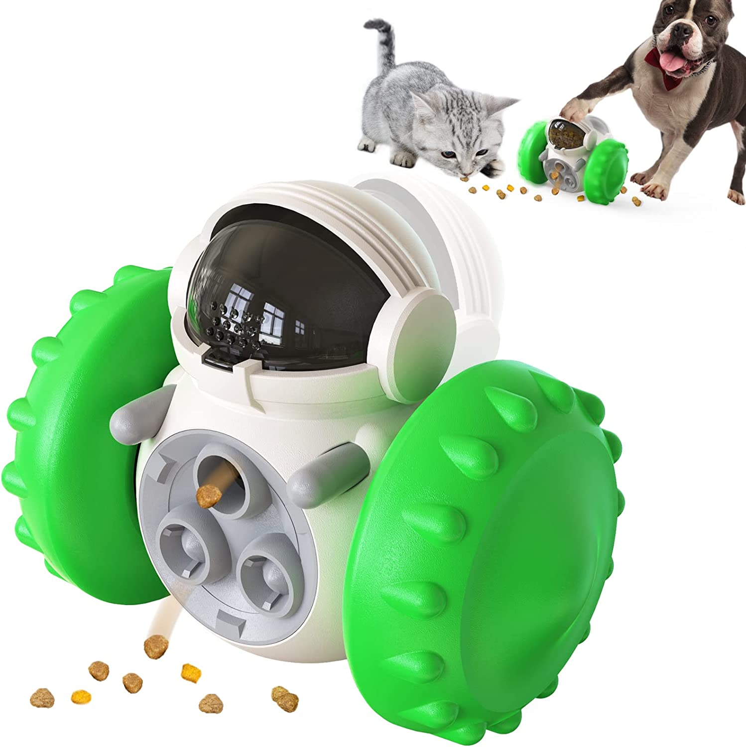 Slow Feeder Ball for Dog & Cats - Interactive Puzzle Game for Your Dog & Cat - Fill with Food and Treats - Great for Indoor Play for Kittens and Adult Dog & Cats, Portion Control (Yellow)