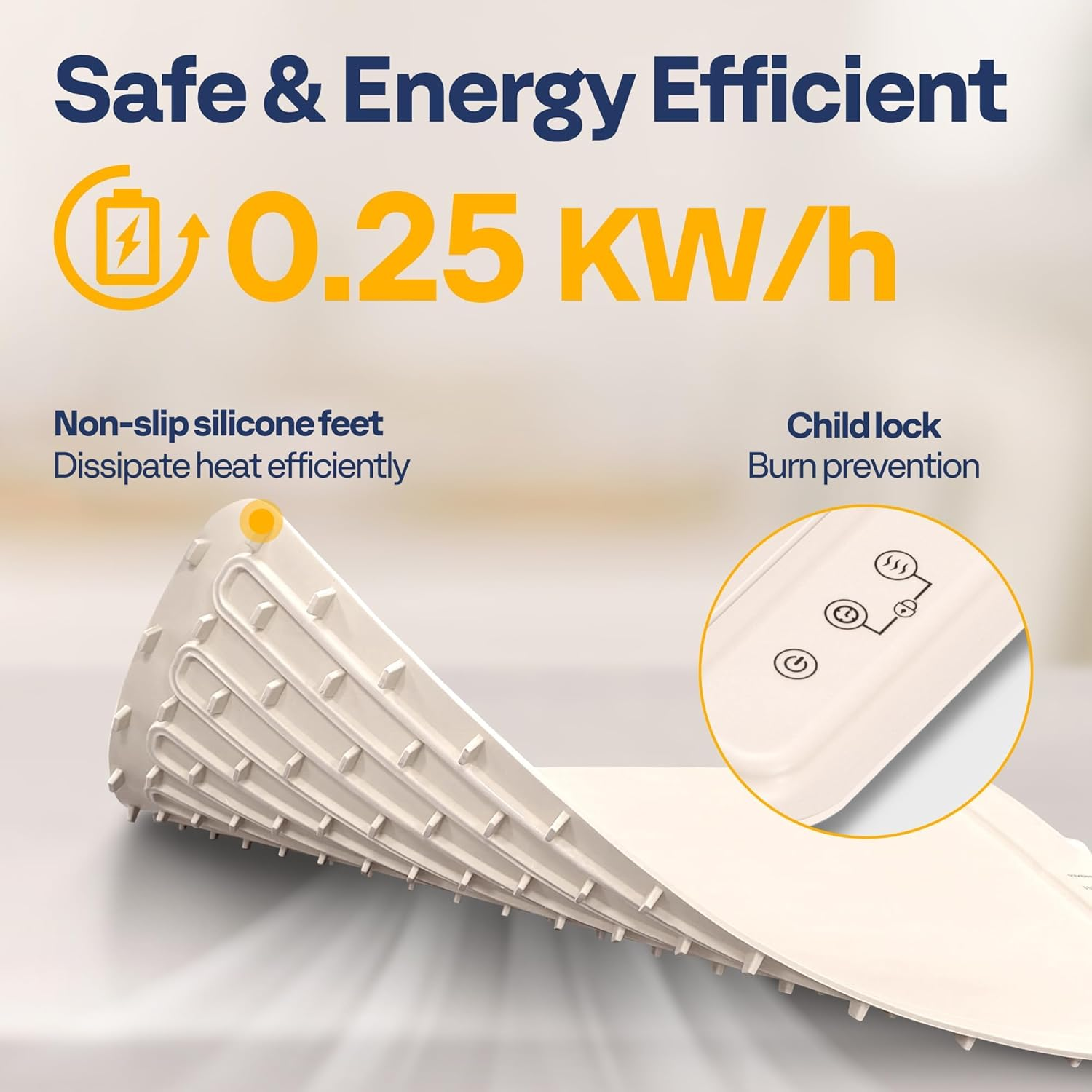 Food Warming Mat for Buffets, Full Surface Heating 3-Level Temperature and Timer Setting, Automatic Child Safety Lock, Electric Silicone Food Warmer for Parties, Gatherings, Khaki image number 5