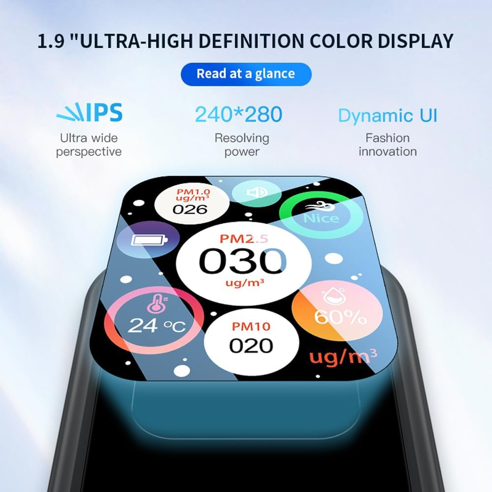 Indoor Portable PM2.5 PM10 PM1.0 Airquali Multifunctional Home a Hygrothermograph Airquali Household Airpollution Black image number 3