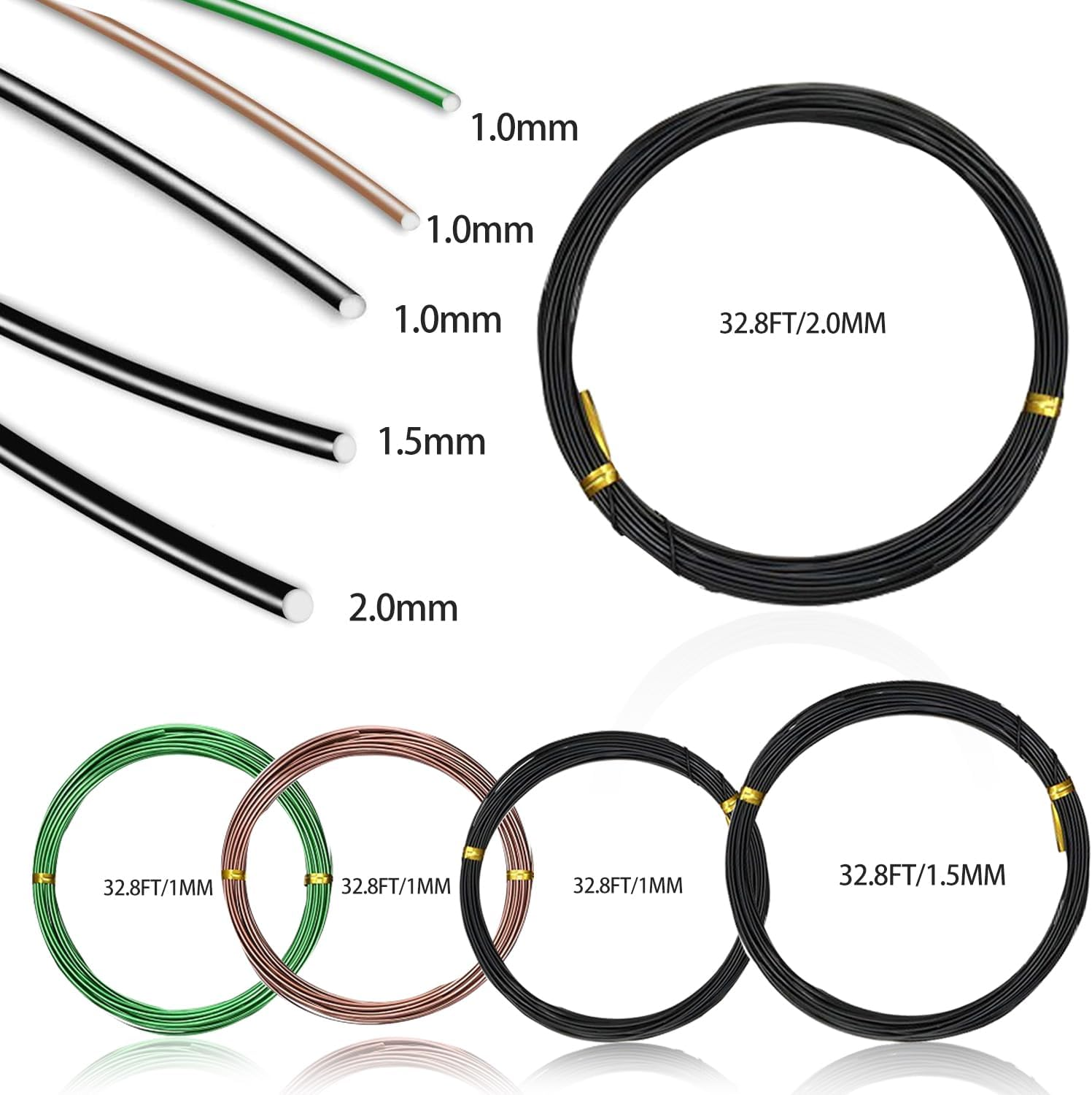 Bonsai Wire,Total 164 Feet Bonsai Tree Wire for Bonzai Trees Indoor, Size of 1-Mm, 1.5-Mm, 2-Mm Aluminum Wire image number 5