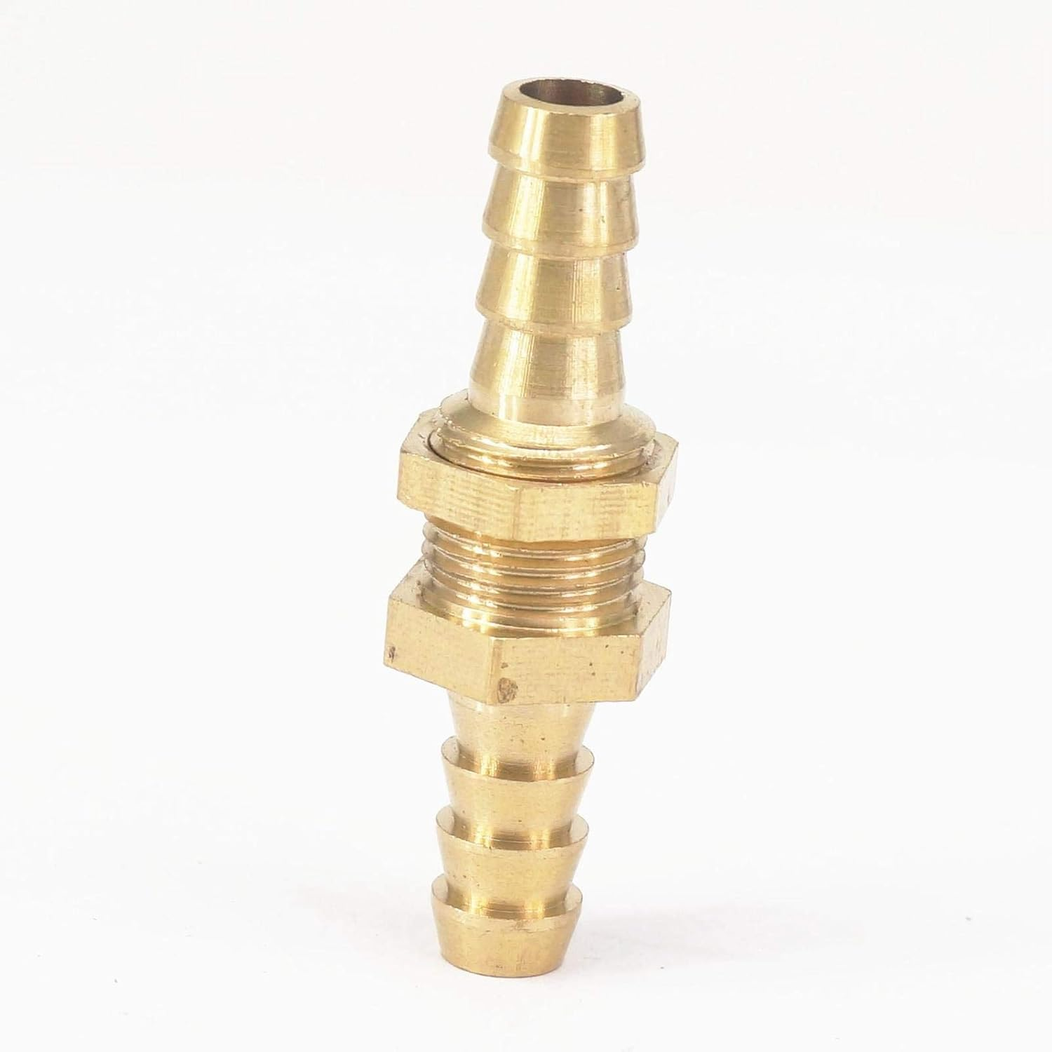 2Pcs Brass Bulkhead Fitting, Pipe Fitting Hose Barb Bulkhead Brass Barbed Tube Pipe Fitting Coupler Connector Adapter for Fuel Gas Water Copper, 6Mm (1/4") image number 1