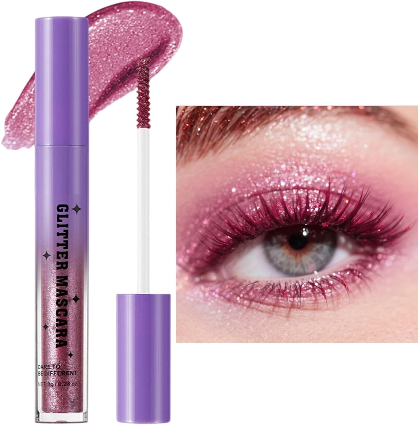 Glitter Mascara for Women | Waterproof Mascara | Waterproof Lengthening Curling Smudge-Proof Eyelash Makeup for Women Wedding Date Travel Party Night-Out - 02Silvery image number 6