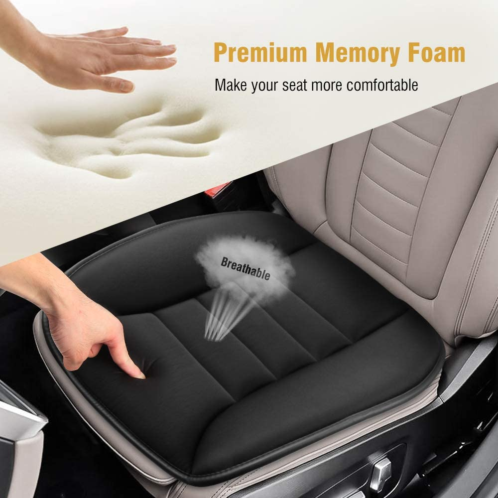 Tsumbay Car Seat Cushion Pressure Relief Memory Foam Seat Cushion Comfort Seat Protector for Car Driver Office/Home Chair Seat Cushion with Non Slip Bottom - Black image number 2
