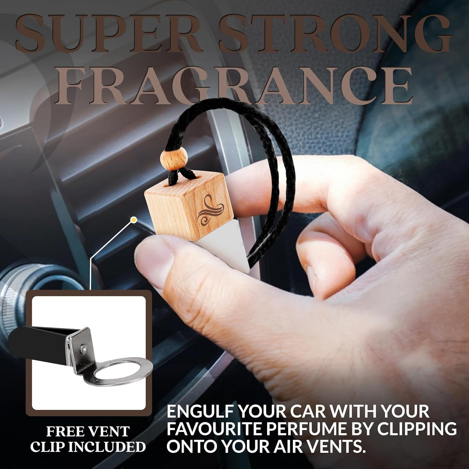 Afgan Oud Car Air Freshener for Men with Vent Clip | Car Scents Air Freshener with Sauvage Fragrance | Strong Car Perfume Air Freshener | Odour Eliminating Car Air Fresheners by Perfa, 8Ml, Brown image number 5