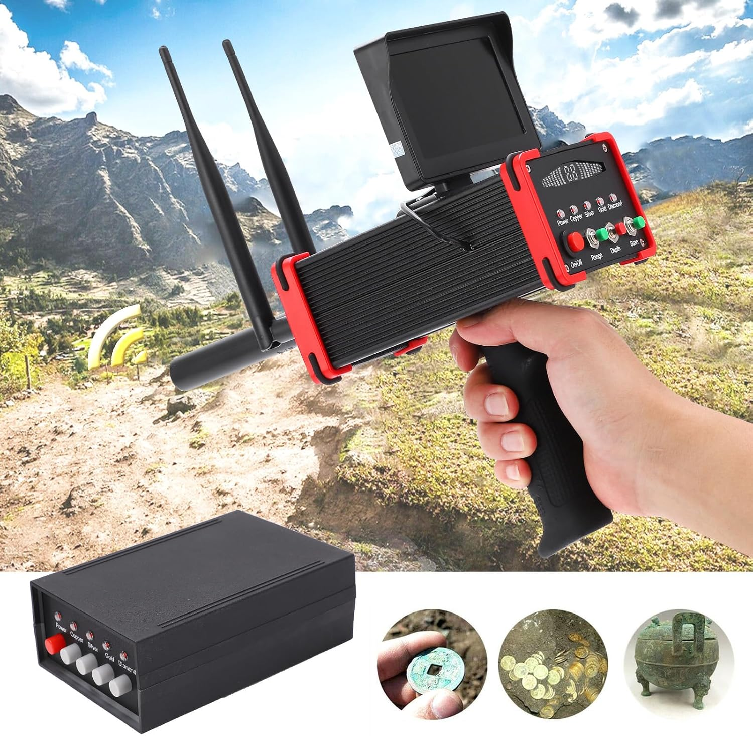 Underground Metal Detector for Adults Professional, 99 Meters Copper Scanner with 16Meter Underground, Higher Accuracy, Treasure Finder for Gold, Silver, Copper, and Gems (AU Plug) image number 3