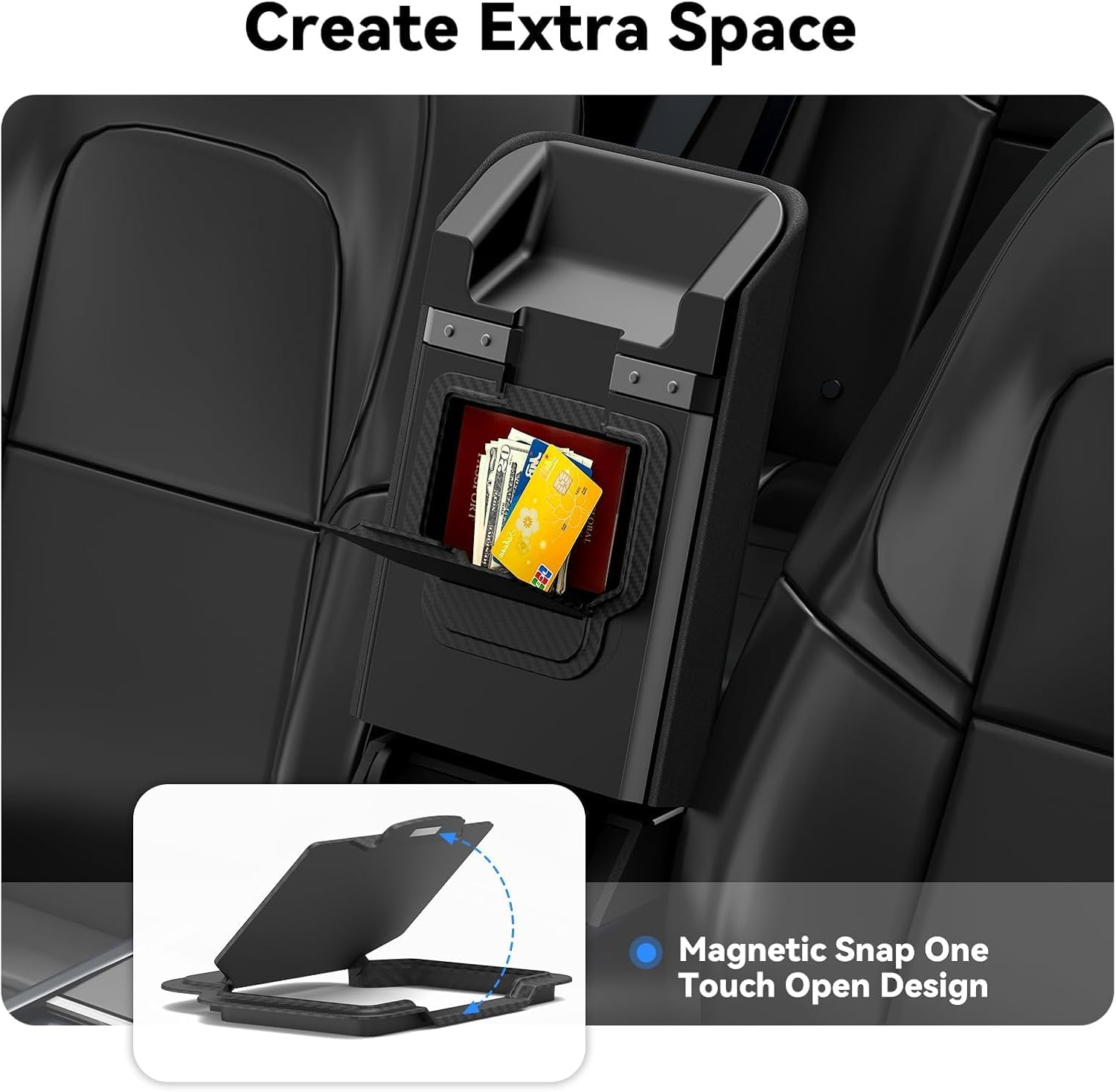 5PCS Center Console Organizer Set for Tesla Model Y Juniper Accessories, Model 3 Highland Shockproof Noiseless Storage Tray, Cup Holder & Armrest Drawer Organizer Accessories (5Pcs Set) image number 6