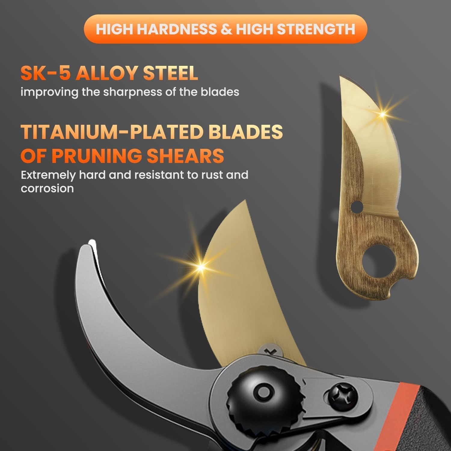 8.3&rdquo; Secateurs, Bypass Pruning Shears with Replacement Blades and Springs, Quality Gardening Shears, High-Performance Garden Secateurs,Gardening Hand Pruner,Gardening Tools for Pruning image number 2