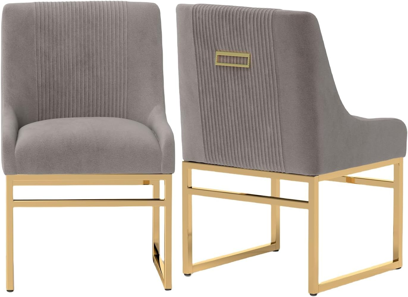 Kitchen & Dining Room Chairs Set of 2, Mid Century Modern Velvet Upholstered Dining Chairs with Gold Metal Frame Legs, Tufted Accent Chair for Reception Room Living Room Study Room(Black)