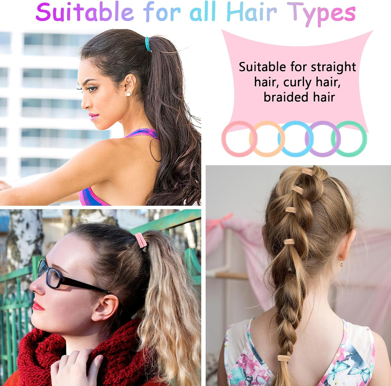 Pack of 30 Hair Bobbles Girls Colourful Hair Bobbles Women Colourful Elastic Cable Bobbles Girls Nylon Soft Hair Scrunchies for Girls Women Thick Curly Straight Hair (F-Macaron) image number 5