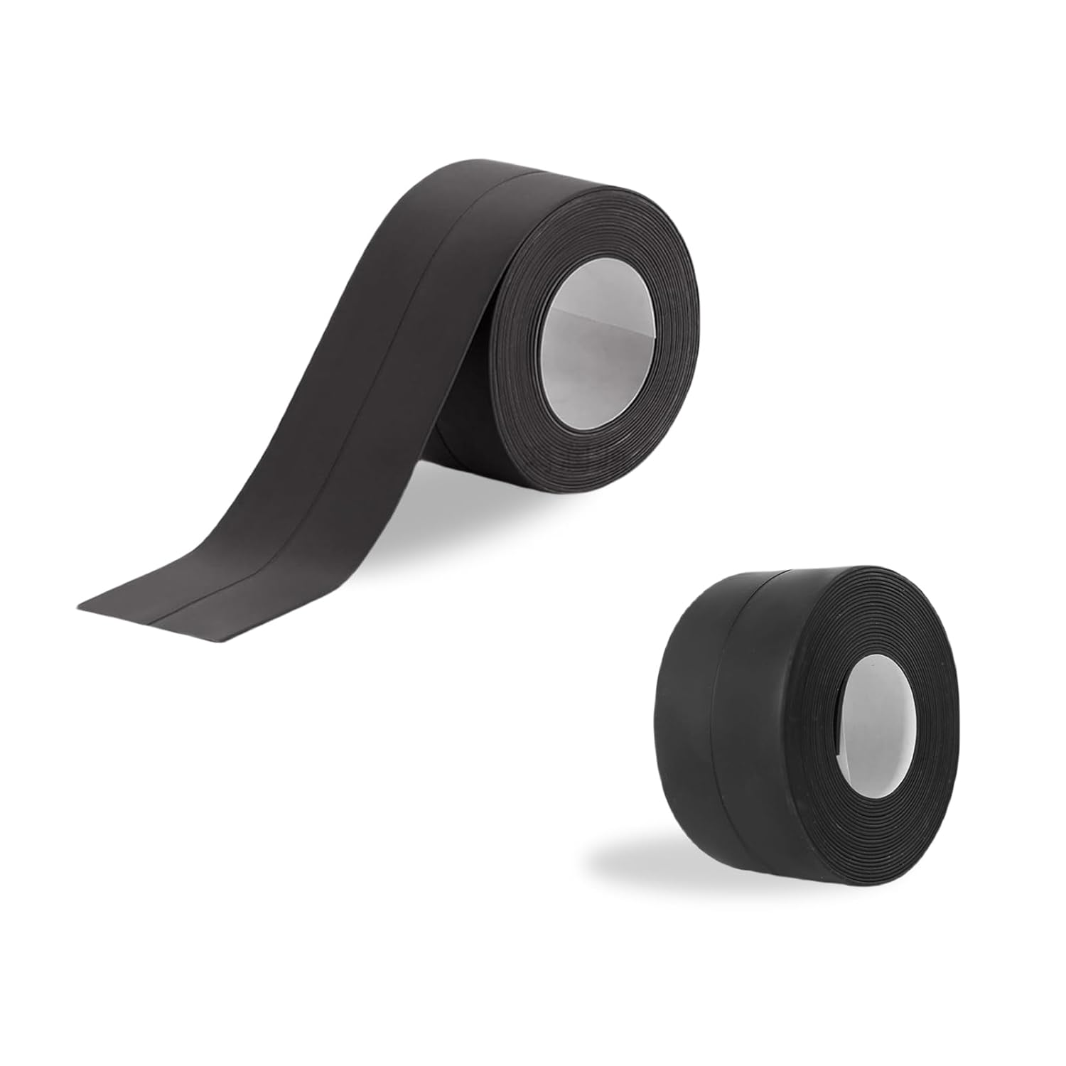 Sgphrzlt 2 Rolls Black Caulk Tape Waterproof Self Adhesive, 3.8Cm X 3.2M Bathroom Caulking Sealant Tape for Bathtub, Peel and Stick Toilet Base Sealer Strip for Floor Trim Shower Kitchen Wall Edge