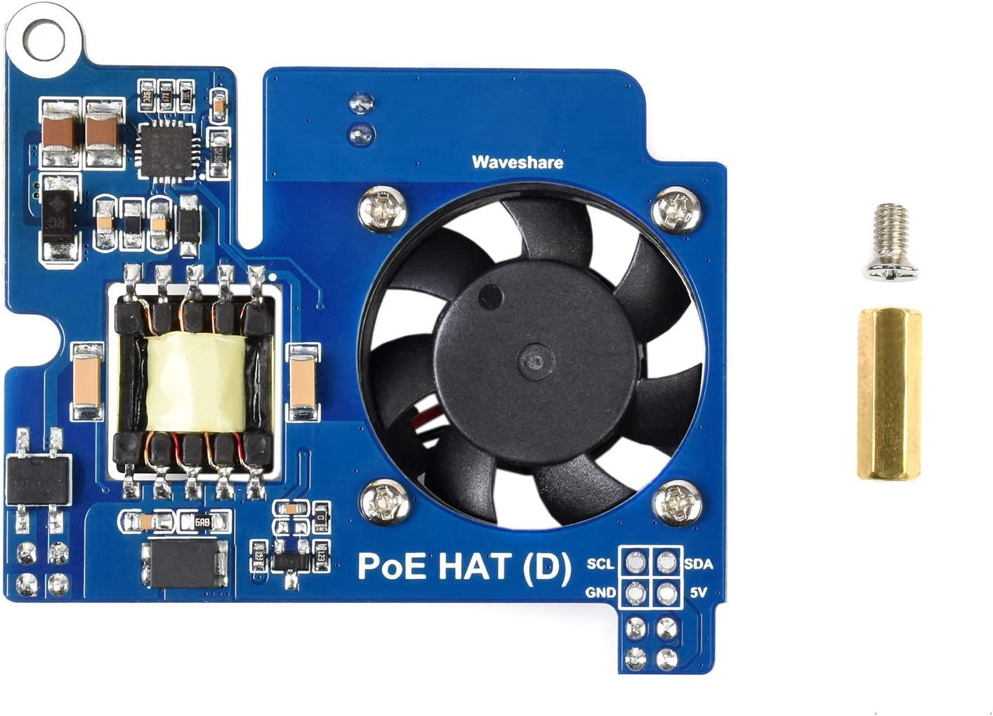 Waveshare POE Hat,Power over Ethernet HAT (D) for Raspberry Pi 3B+/4B 802.3Af-Compliant Official Case Compatible