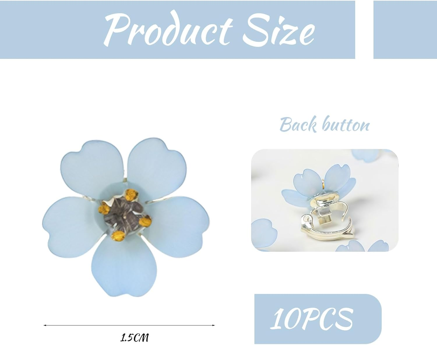 Mezrkuwr 10 Pieces Blue Mini Crystal Flower Hair Clips Summer Beach Braid Hair Accessories for Women Claw Clips Hair Claws Hair Clips Hair Clips for Party Wedding Beach