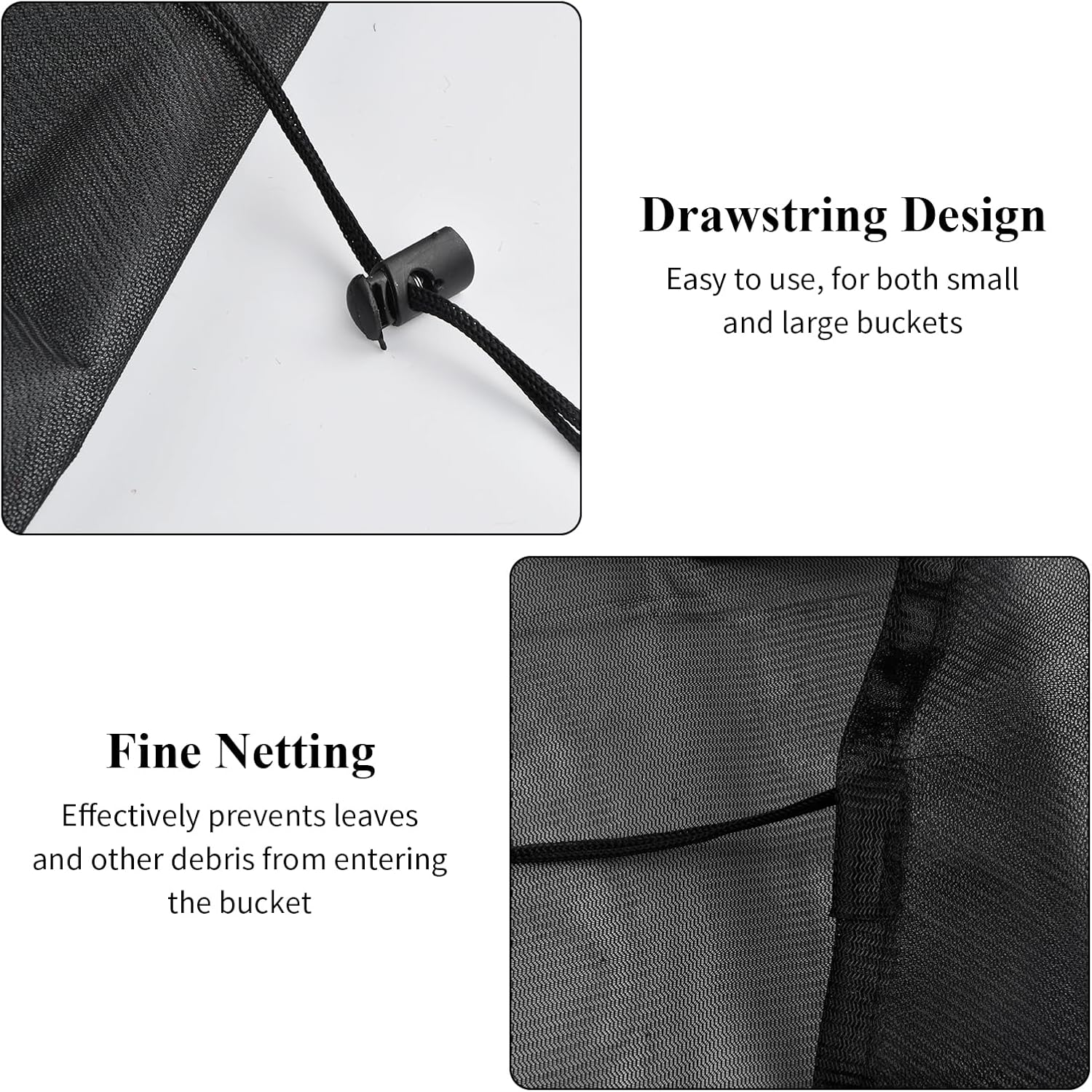 Mesh Cover for Rain Barrels 2 Pieces Barrel Mesh Lid, Screen Water Bucket Covers, Barrel Screen with Adjustable Drawstring, for Keep Fallen Leaves, Debris and Mosquitoes for Outdoor image number 1