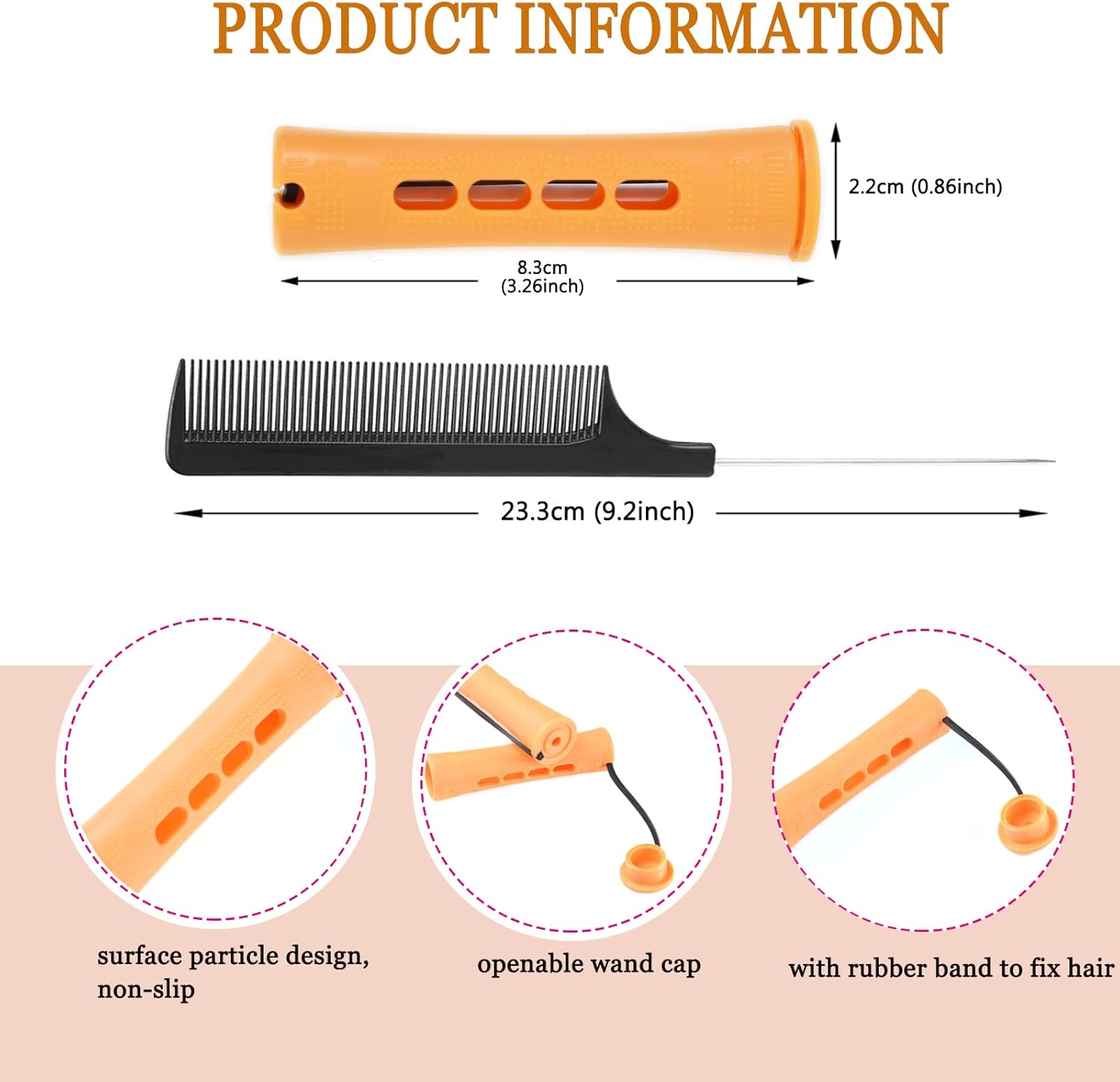 60Pcs Perm Rods Set for Natural Hair Cold Wave Rods Hair Rollers for Women'S Long Medium Short Hair Curler Styling DIY Hairdressing Tools（Orange） image number 3