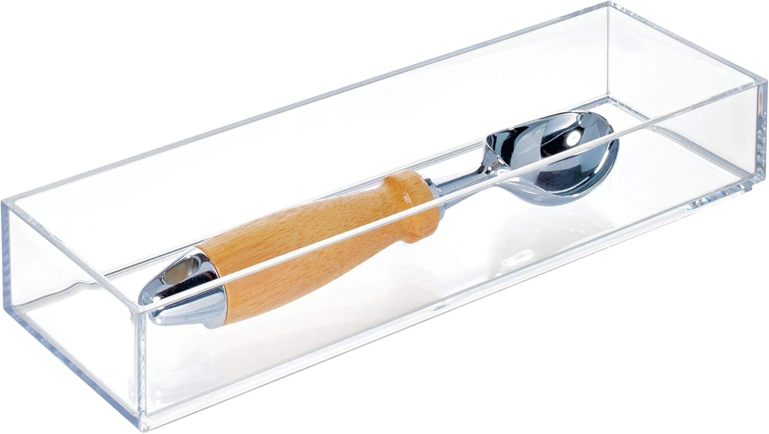 Interdesign Clarity Kitchen Drawer Organizer for Silverware, Spatulas, Gadgets - 4" X 8" X 2", Clear