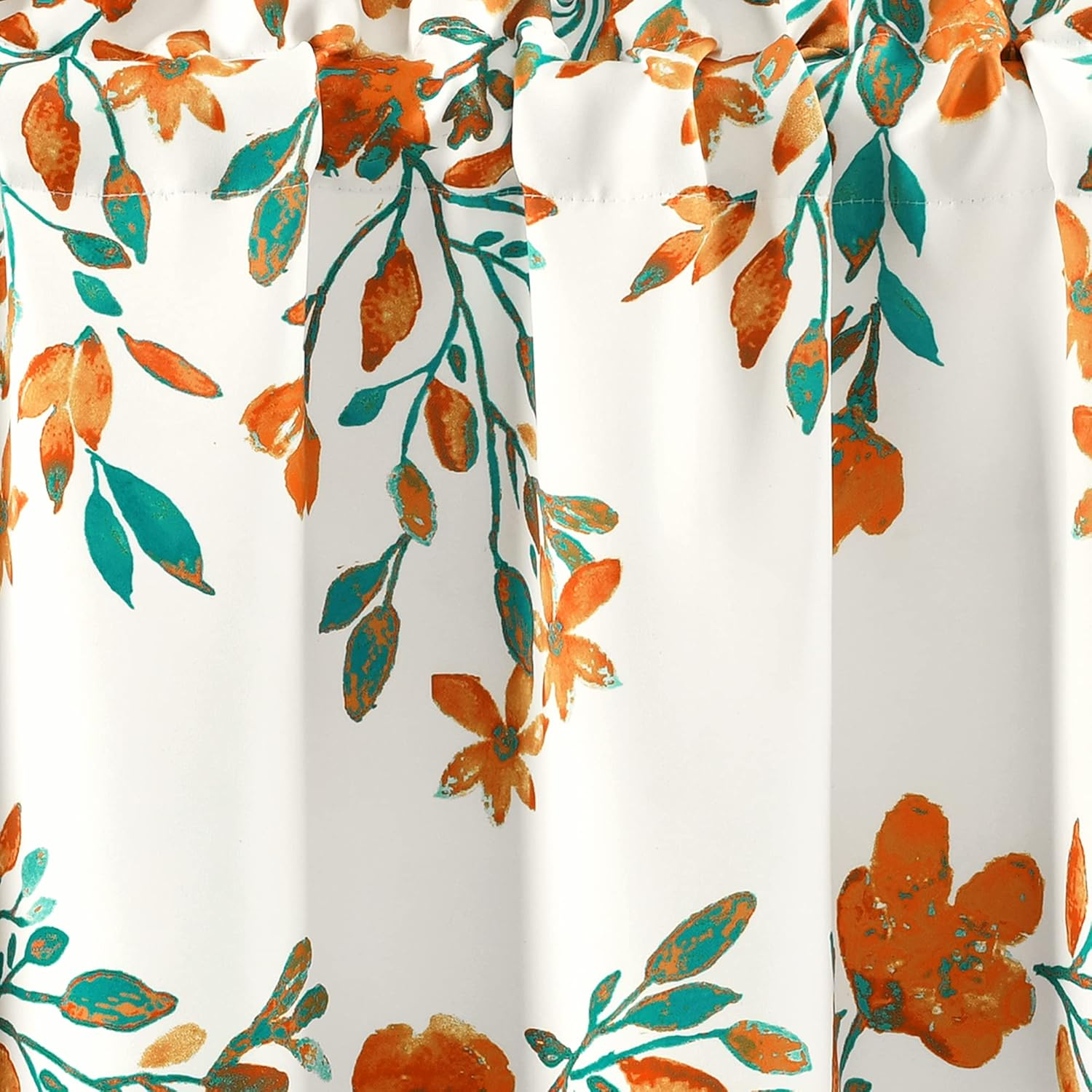 Lush Decor Tanisha Room Darkening Window Curtain Valance, 18" L X 52" W, Tangerine & Turquoise - Navy  White image number 5