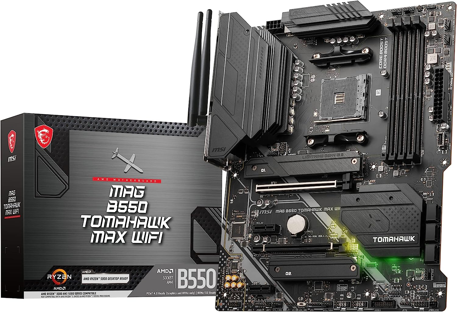 MSI Mag B550 Tomahawk Max Wifi AM4 ATX Motherboard image number 3