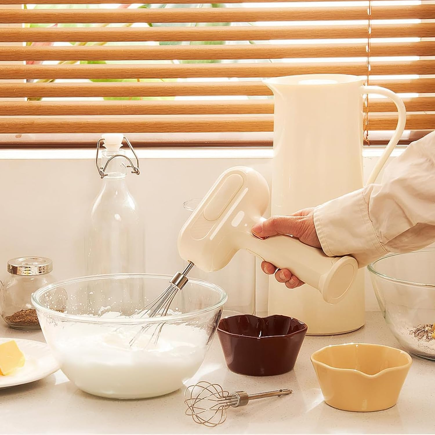 Stainless Steel Mixer Attachments Set - Includes Beaters, Dough Hooks & Whisk for Kitchenaid & Hand Mixers - Ideal Kitchen Accessory for Effortless Mixing, Blending and Whisking - 3 Piece Set image number 1