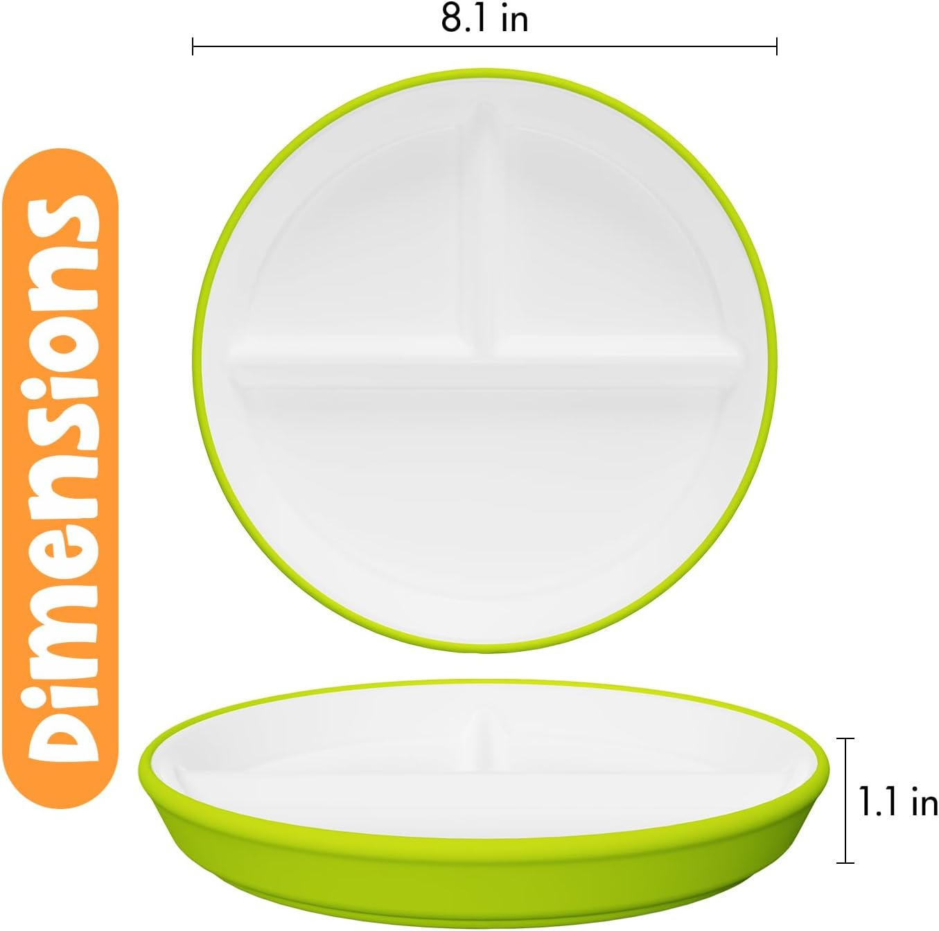 Kids Porcelain Plates with Anti-Slip Silicone Sleeves | Microwave & Dishwasher Safe | Premium Divided Toddler Plates for Hassle-Free Eating | Perfect for Toddlers & Kids of All Ages - Set of 4 Plates image number 1